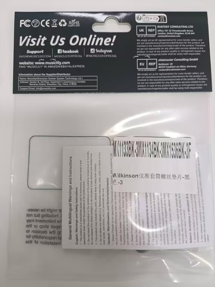 Wilkinson Guitar Machine Heads Mouting Package, Black