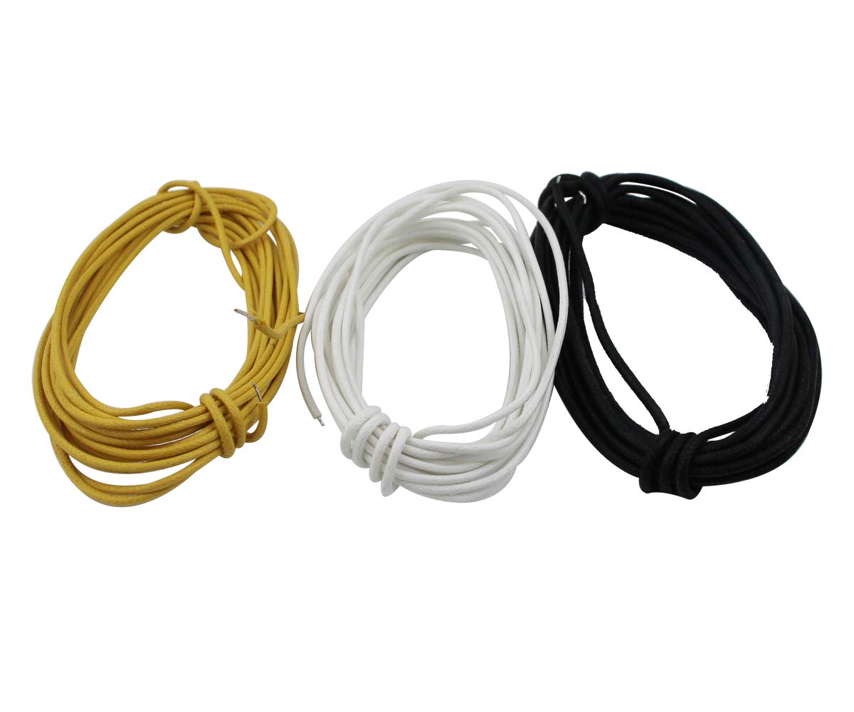 Guyker Cloth-Covered Braided Guitar Wire - 15 Feet (5-white/5-black/5-yellow) Electrics Vintage-Style Pushback Guitar Wire