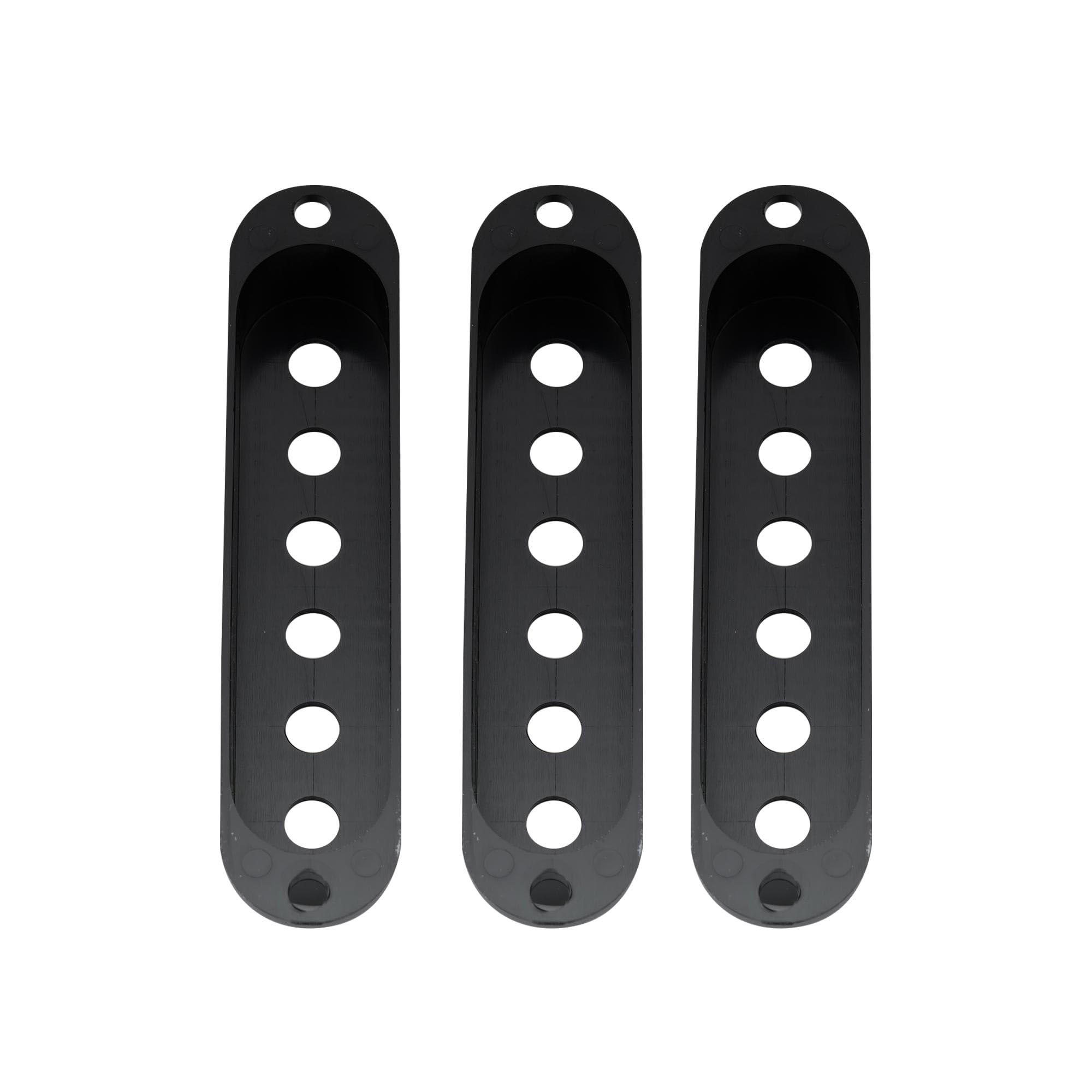 Musiclily Pro Plastic Guitar Single Coil Pickup Covers for USA/Mexico Strat Fender Stratocaster Electric Guitar, Black (Set of 3