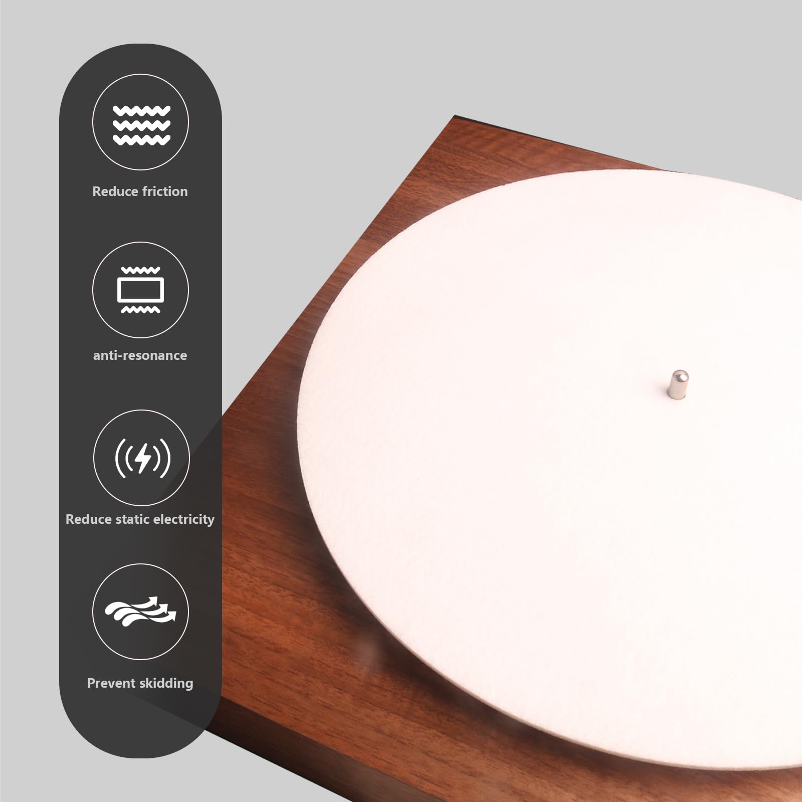 Turntable Slipmat White Wool Mat, 12 Inch Turntable Mat Anti-Static for LP Vinyl Record,Record Player Accessories Professional T