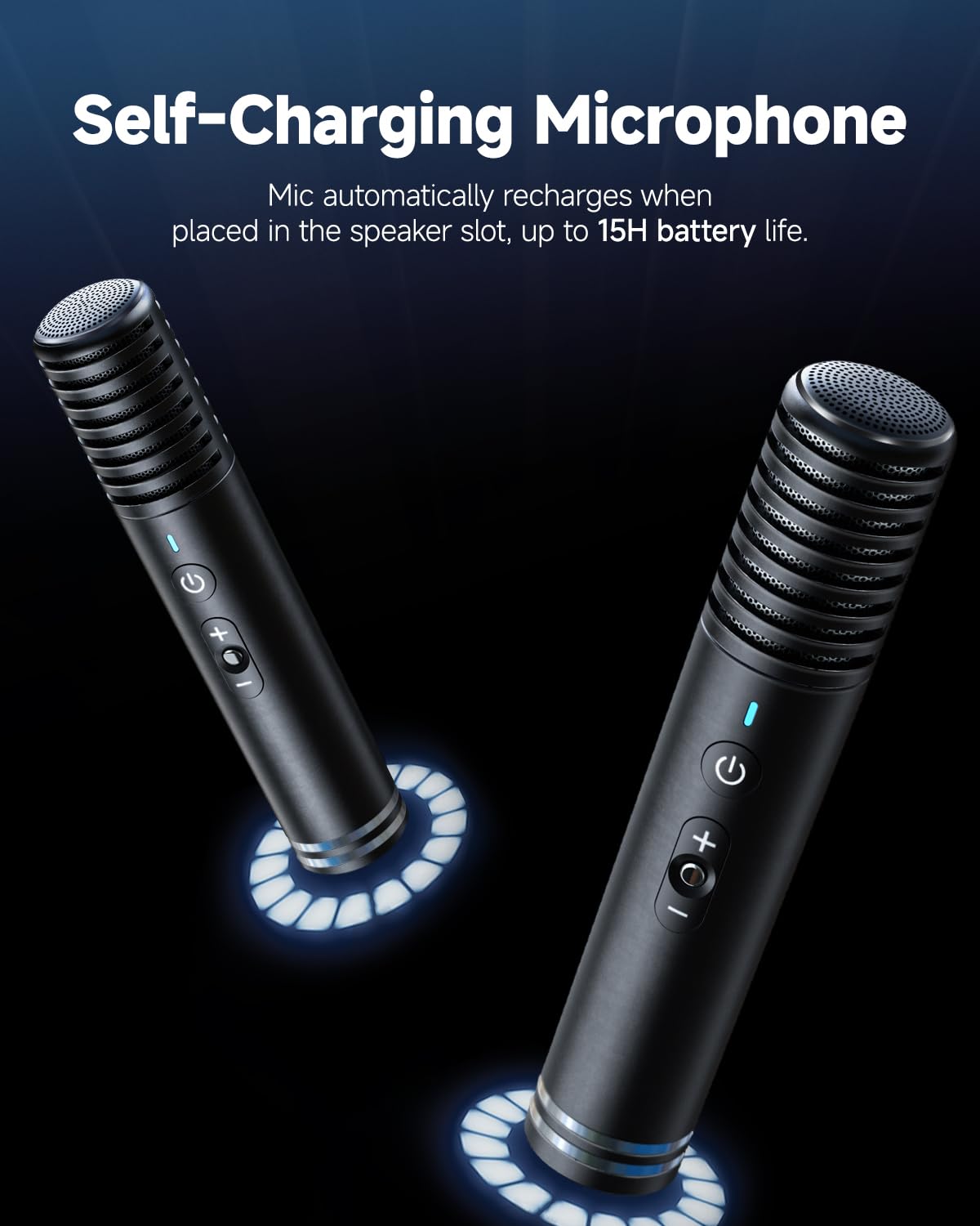 Ikarao Smart Karaoke Machine, Built-in 10.1'' Screen Lyrics Display for Adults Kids, 2 Auto Charging Wireless Microphones, Porta