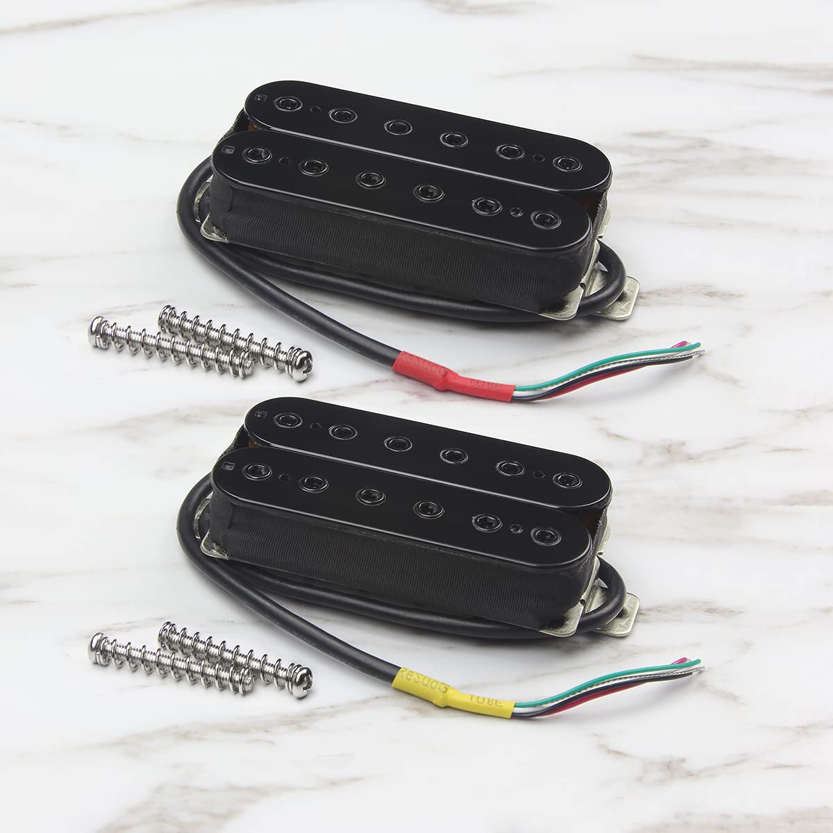 FLEOR Alnico 5 Electric Guitar Neck & Bridge Pickup Set Double Coil Humbucker Pickups-Black