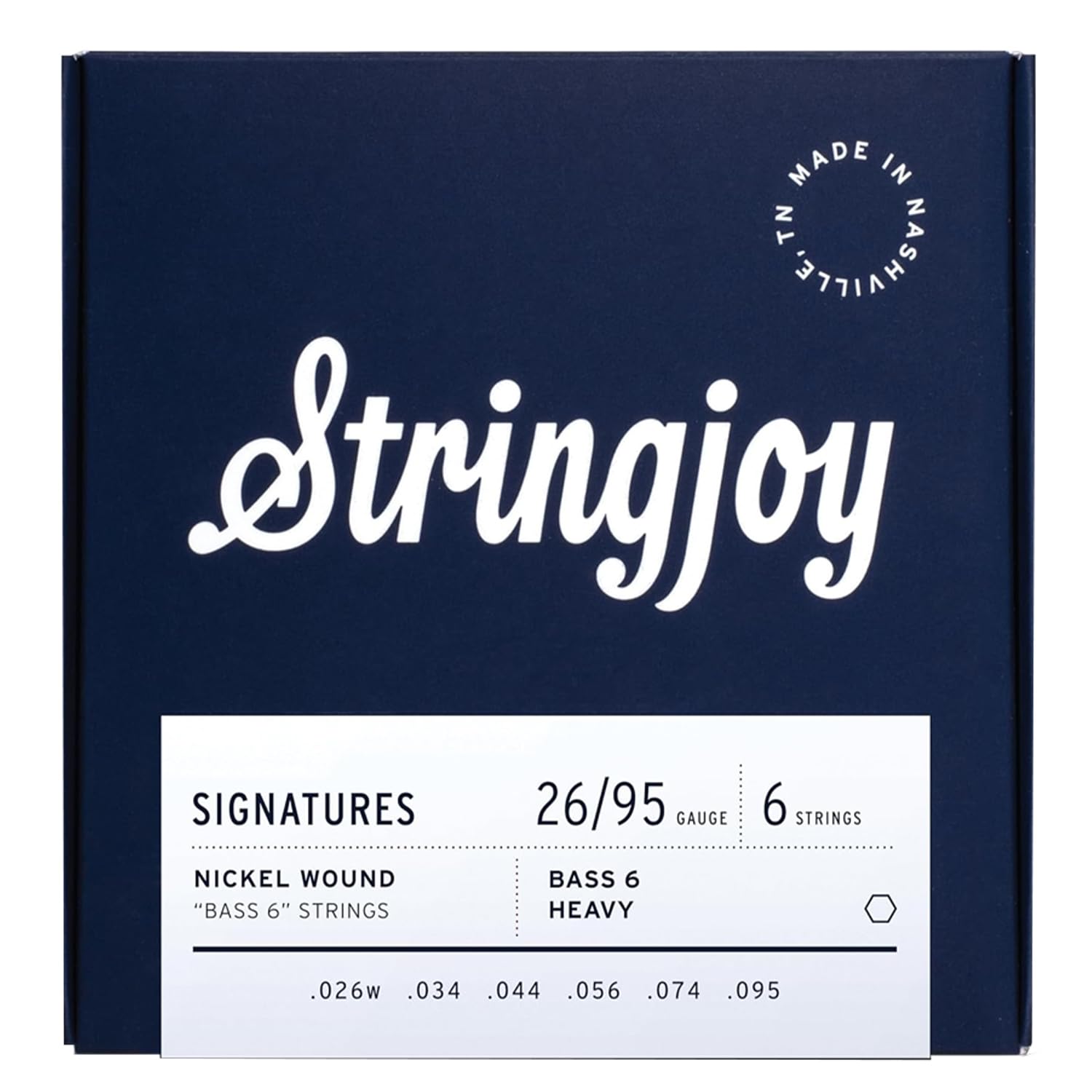 Stringjoy BVI2695 Signatures Bass VI Strings, 26-95 Balanced Heavy Gauge, Nickel Guitar Strings, Electric Bass VI Guitar Strings