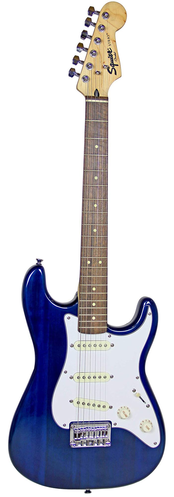 Fender Squier 24-Inch Short Scale Strat Pack - Transparent Blue Bundle with Frontman 10G Amplifier, Instrument Cable, Strap, Pic