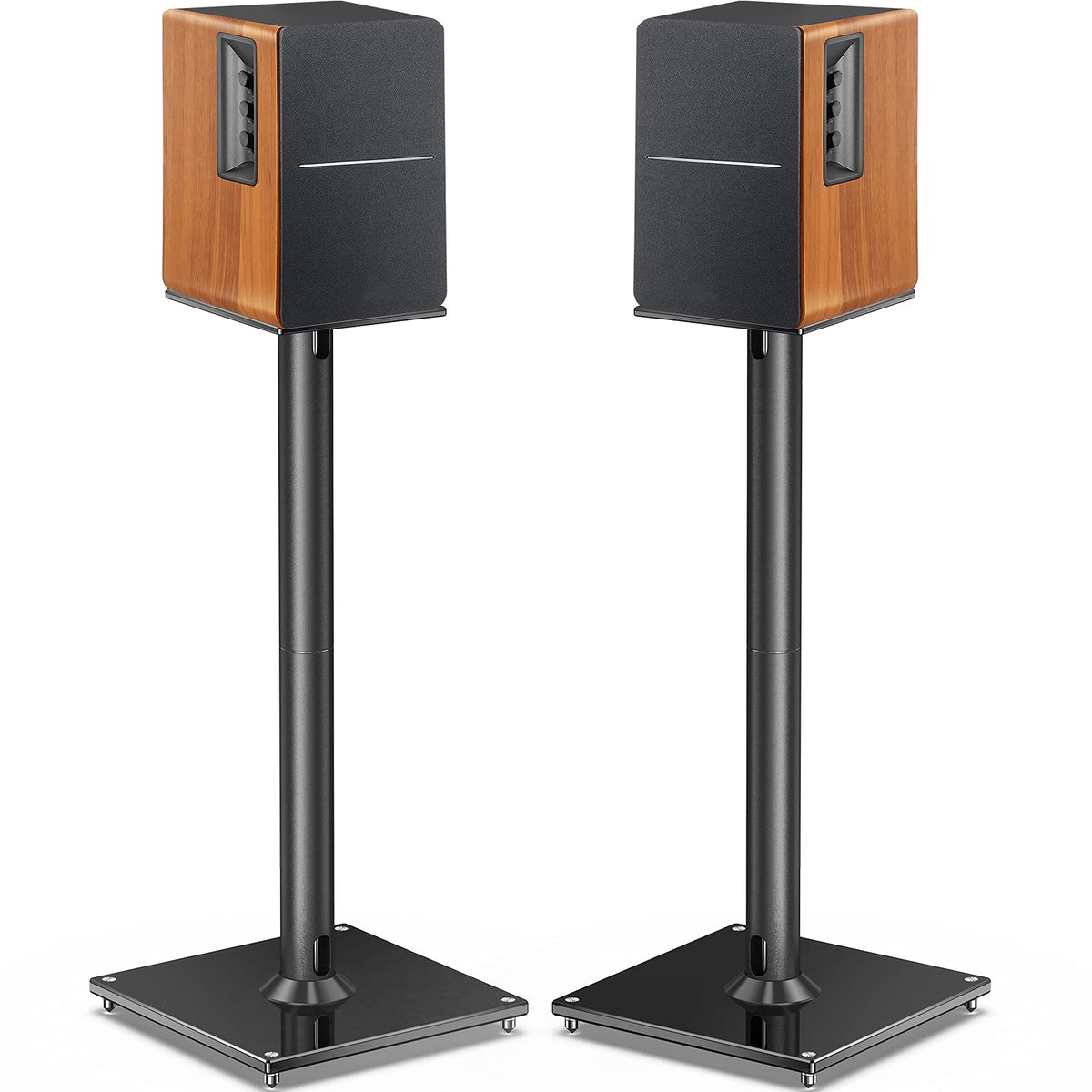 Perlegear Universal Speaker Stand- Bookshelf Speaker Stands Holds 22Lbs Speaker Stand Pair With Cable Management Surround Sound