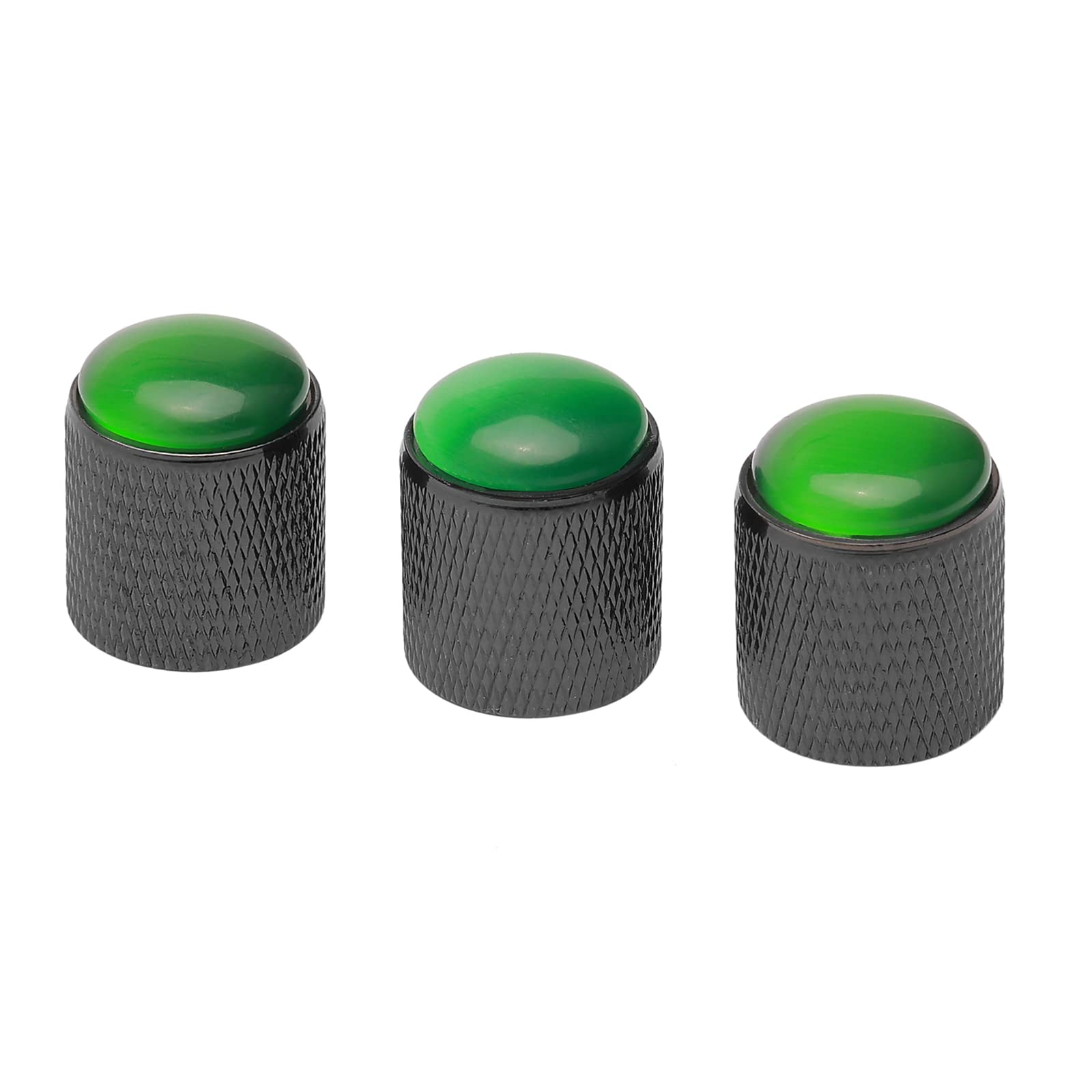Unxuey 3Pcs Black Guitar Control Knobs Volume Tone Control Knobs With Green Dome For 6Mm Shaft Pots