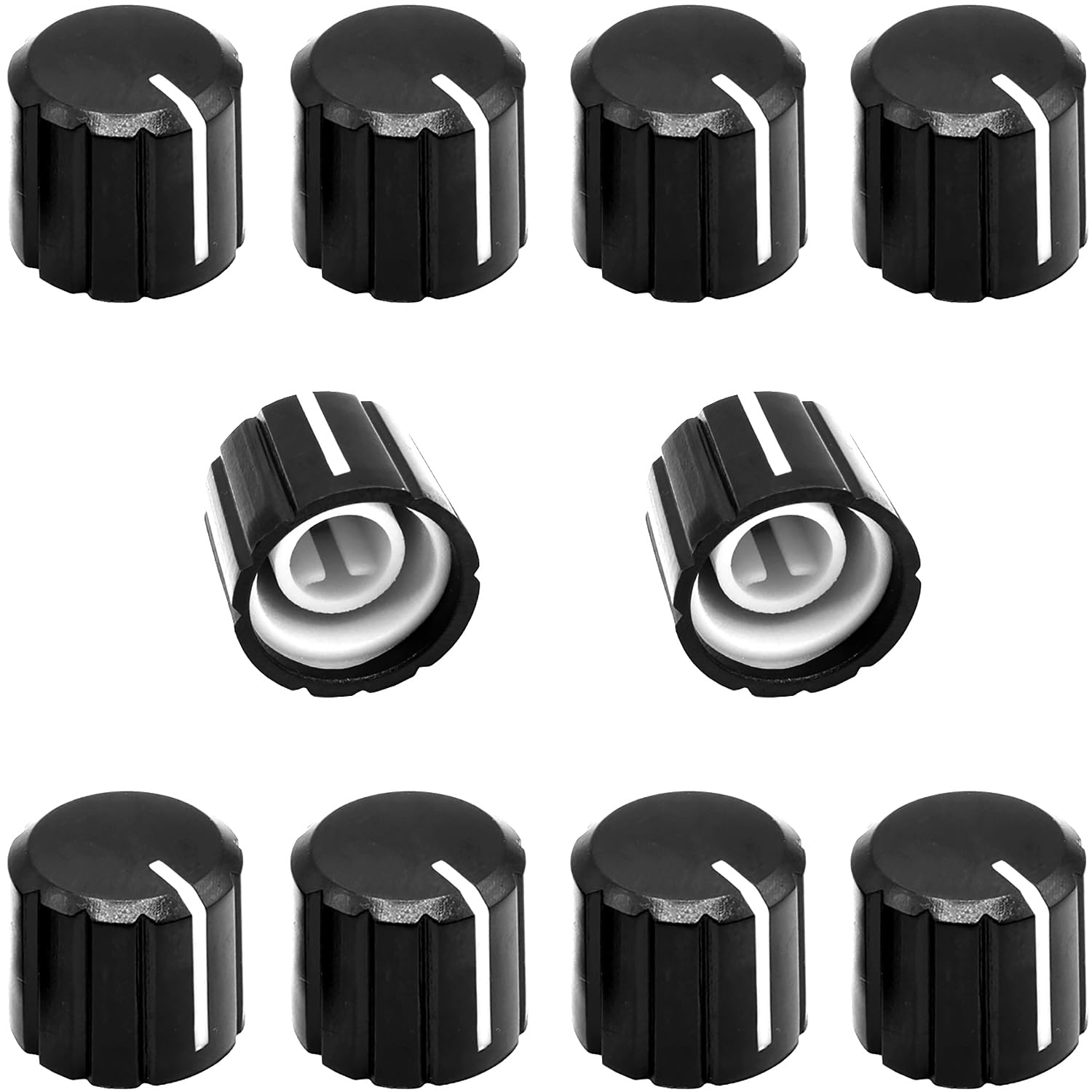 10Pcs 6mm D Type Potentiometer Control Knobs, Plastic Volume Audio Mixer Bass Tone Rotary Knob,for Encoder Electric Guitar Speak