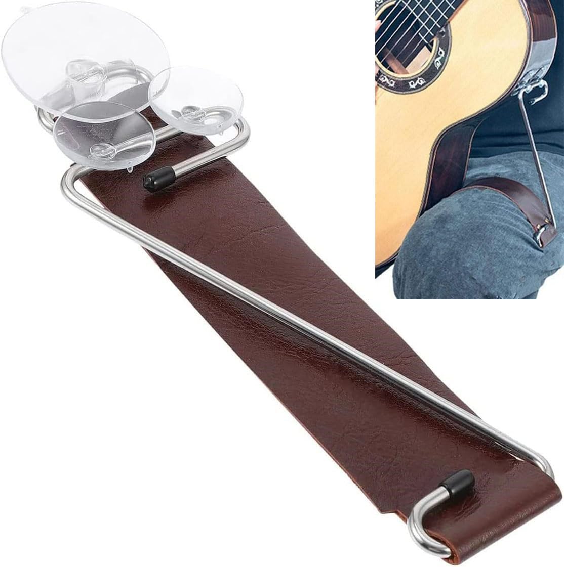 Tuoren Guitar Leather Support Z Shape Classical Guitar Support Rest Leg Bracket Musical Instruments Accessories Brown