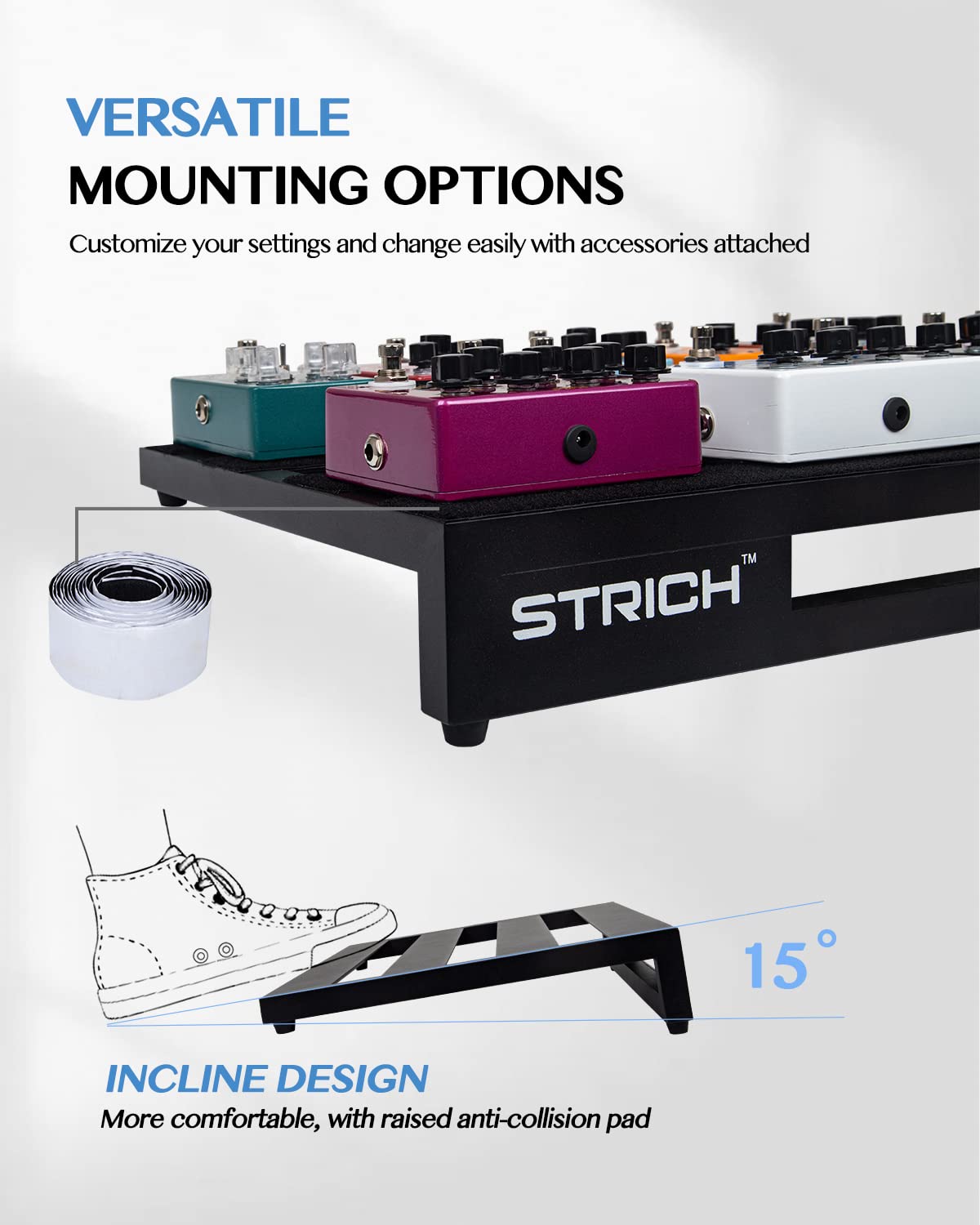 STRICH Guitar Pedal Board Aluminum Alloy 3.24lb Lightweight Pedalboard 28'' x 13.78'' Extra Large Effect Pedals board with Carry