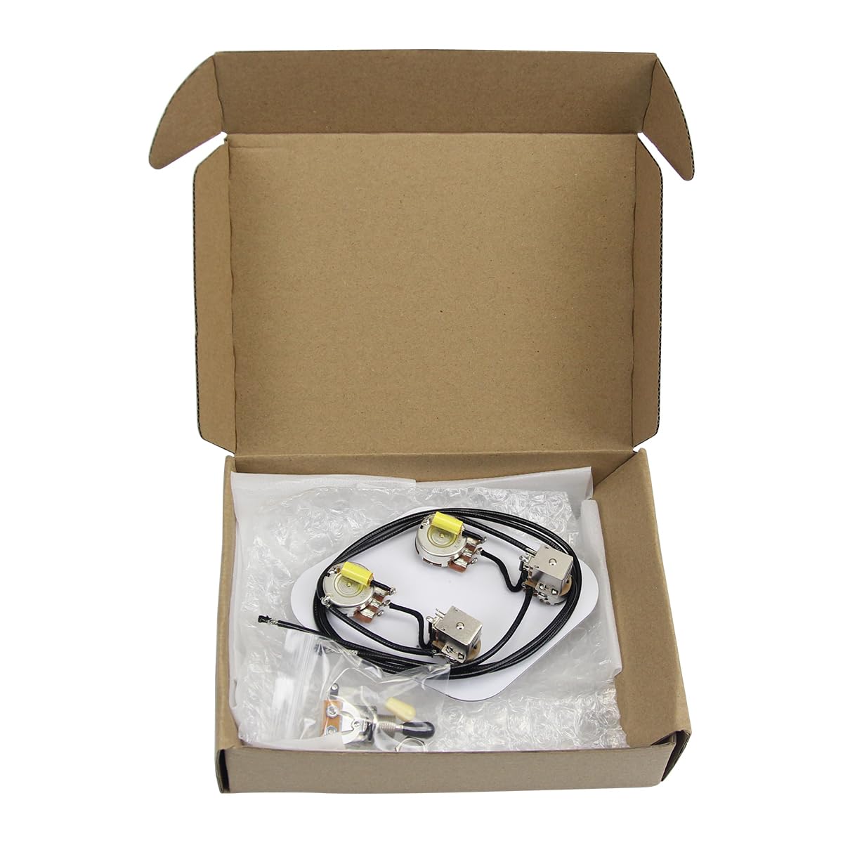 FLEOR 2T2V Prewired Wiring Harness Kit 3 Way Switch Push-Push Pots for LP Style Guitar