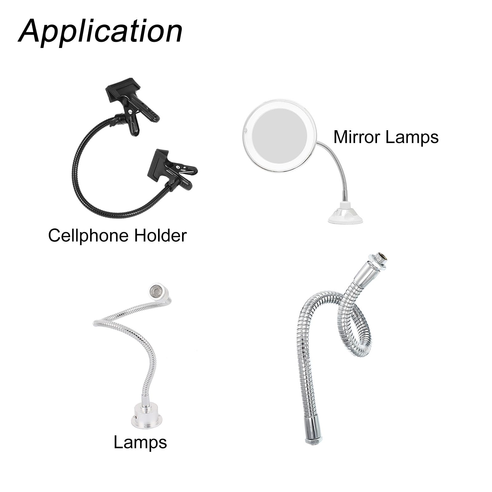 PATIKIL 23'' Universal Gooseneck, M10 Fine Thread Metal Bendable Hose Flexible Arm Gooseneck Tube Extension for Multifunction DI