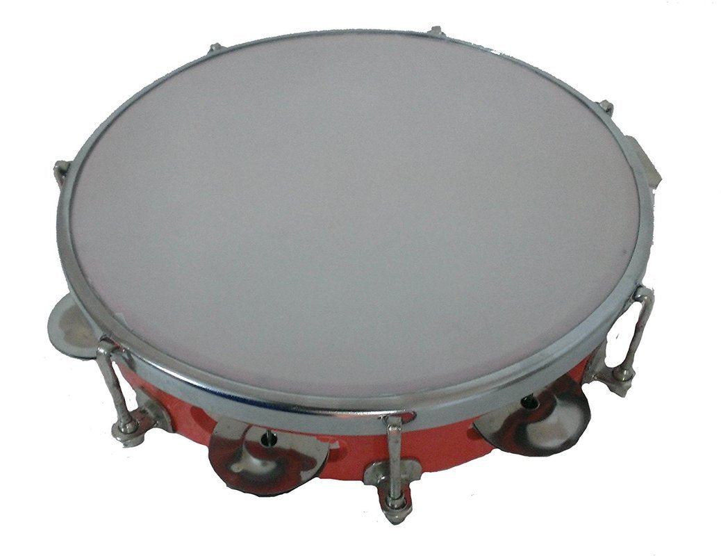 Sai Musical Khanjari Tambourine Hand Percussion Musical Instrument, Red
