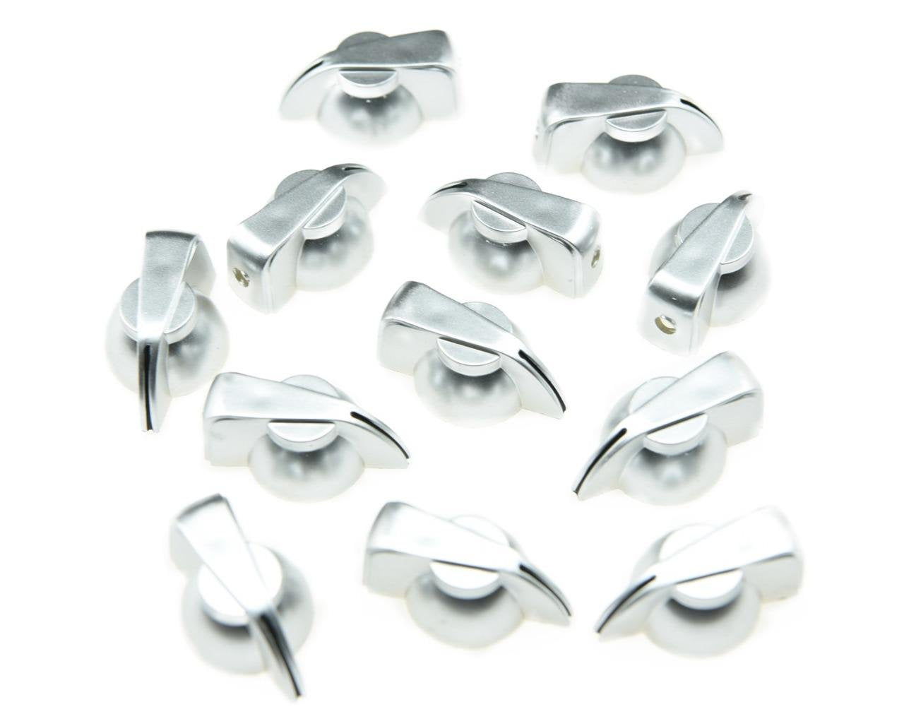 Dopro Pack of 12 Flat Top Guitar Chicken Head Knob AMP Effect pointer Knob Silver