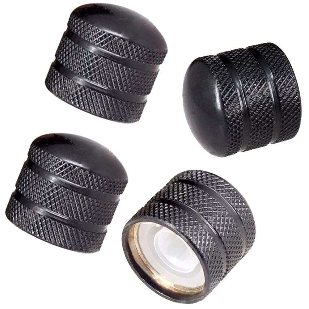 Jd Electric Guitar Bass Dome Knobs Metal Volume Tone Control Knobs Turn Buttons O-Ring Pack Of 4 (Black)