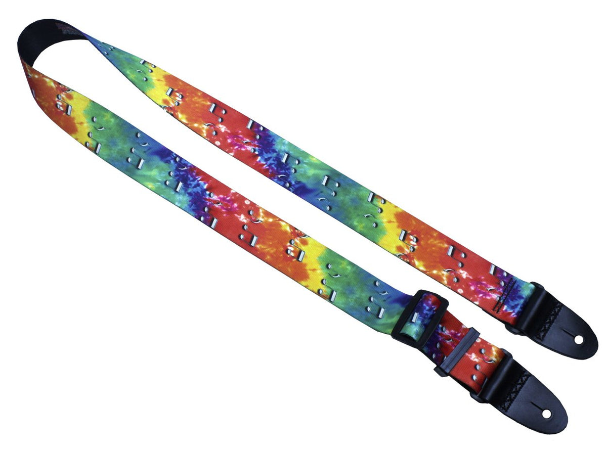 Killer-Q Guitar Strap - Stylish Straps For Electric And Acoustic Guitars With Leather Tabs, 2 Inches X 5 Feet, Tie-Dye With Chro