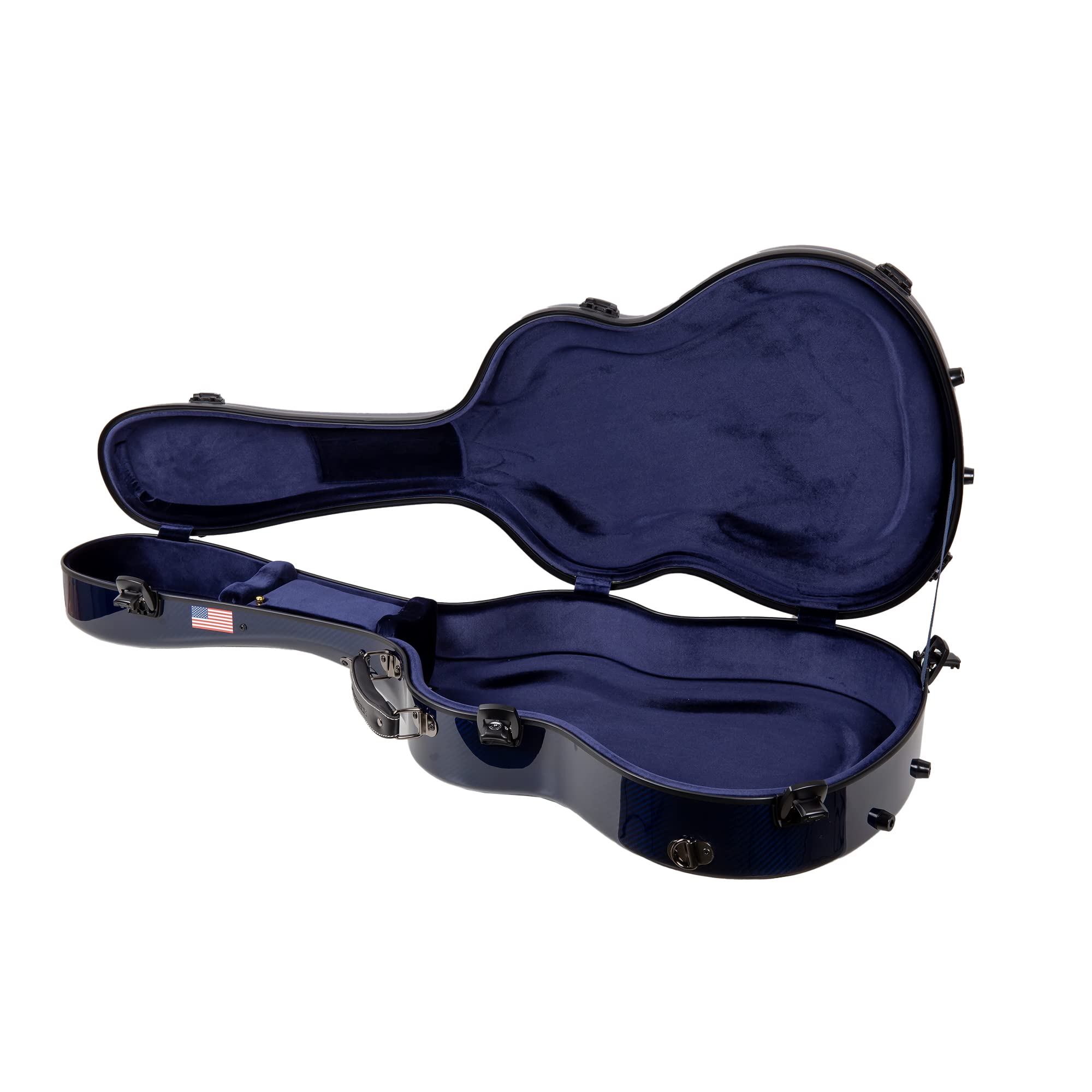 Crossrock Air Carbon 4/4 Classical Guitar Case - Aviation Carbon Fiber in Sapphire Blue-Navy Finish, TSA Lock & Ultra-Light Desi