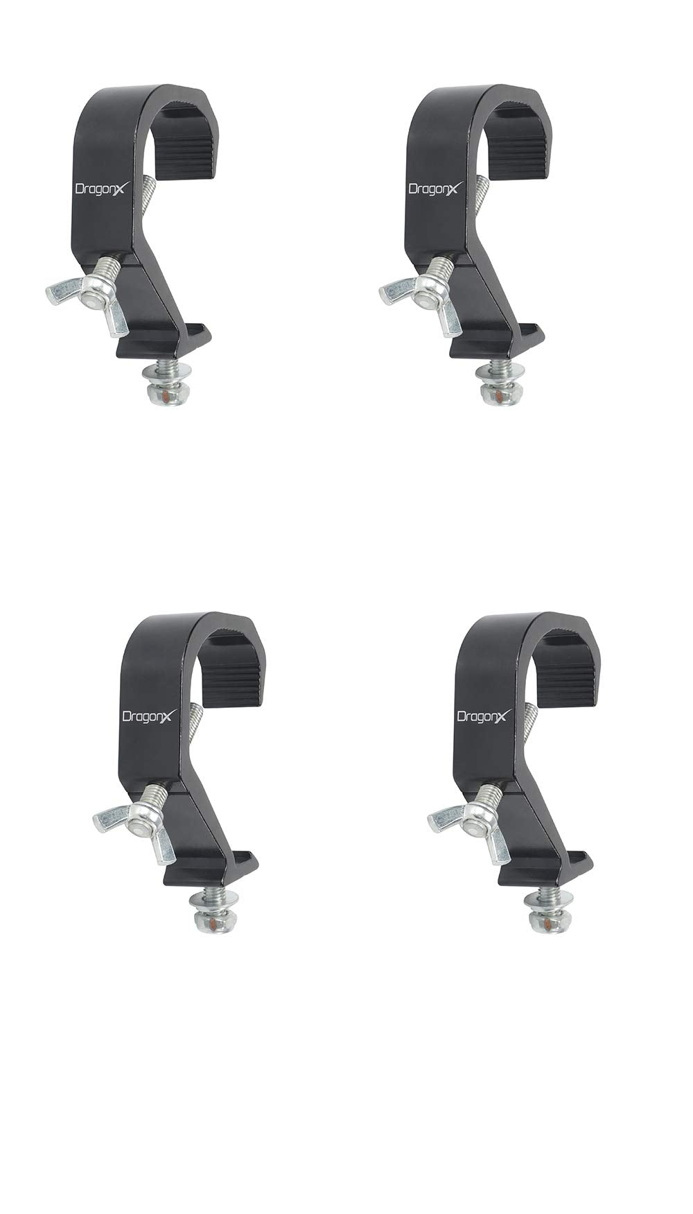 DragonX 4 pack Heavy Duty 66 lb Aluminum Alloy Stage Lighting Black C Clamp Mounting Truss Bracket Hook Clamp for DJ Projector P