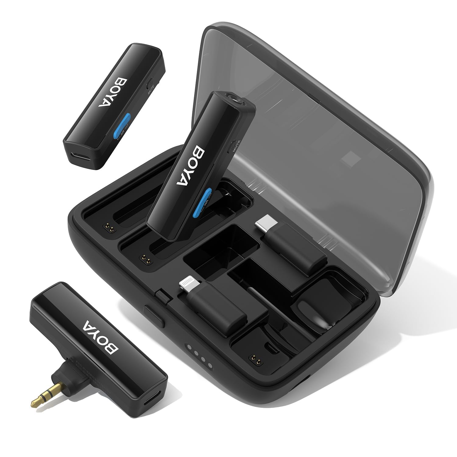 Boya BOYALINK Wireless Microphone for iPhone/Android/Camera/DSLR Vlogging, All-in-One Dual Wireless Noise Cancellation Mic Syste
