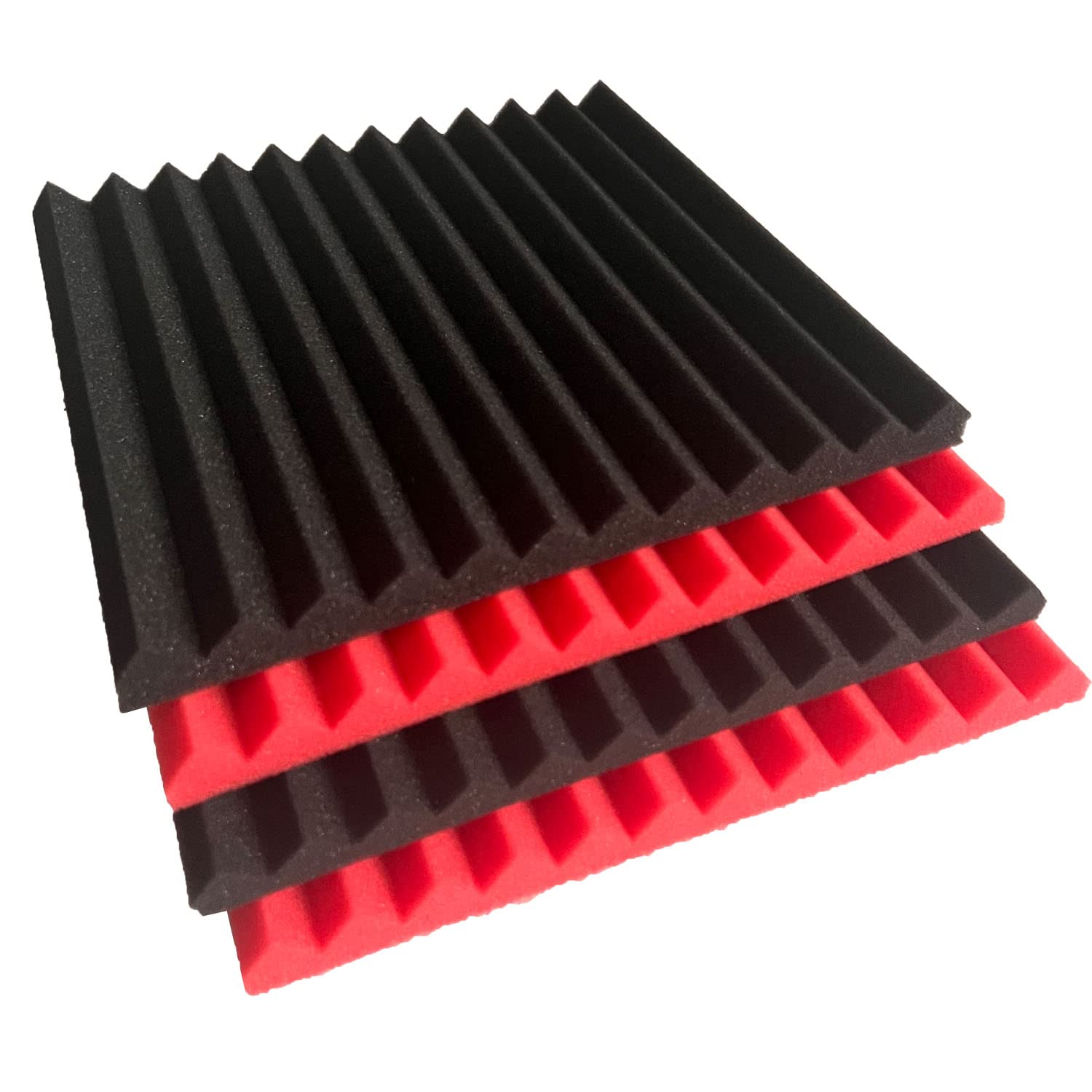 52 Pack Black red 1'' x 12'' x 12'' Acoustic Wedge Studio Foam Sound Absorption Wall Panels