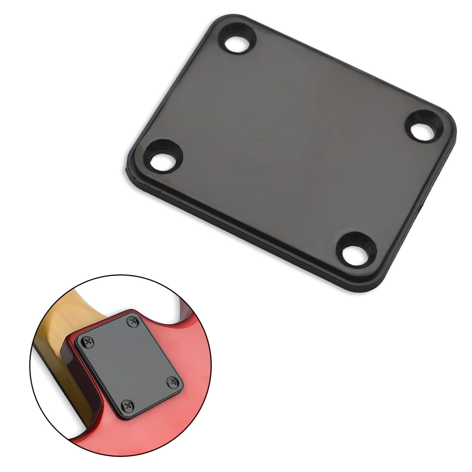 MAXCHEER Electric Bass Guitar Neck plate Guitar Neck Joint Connecting Strengthen Plate Guitar Parts (Black)