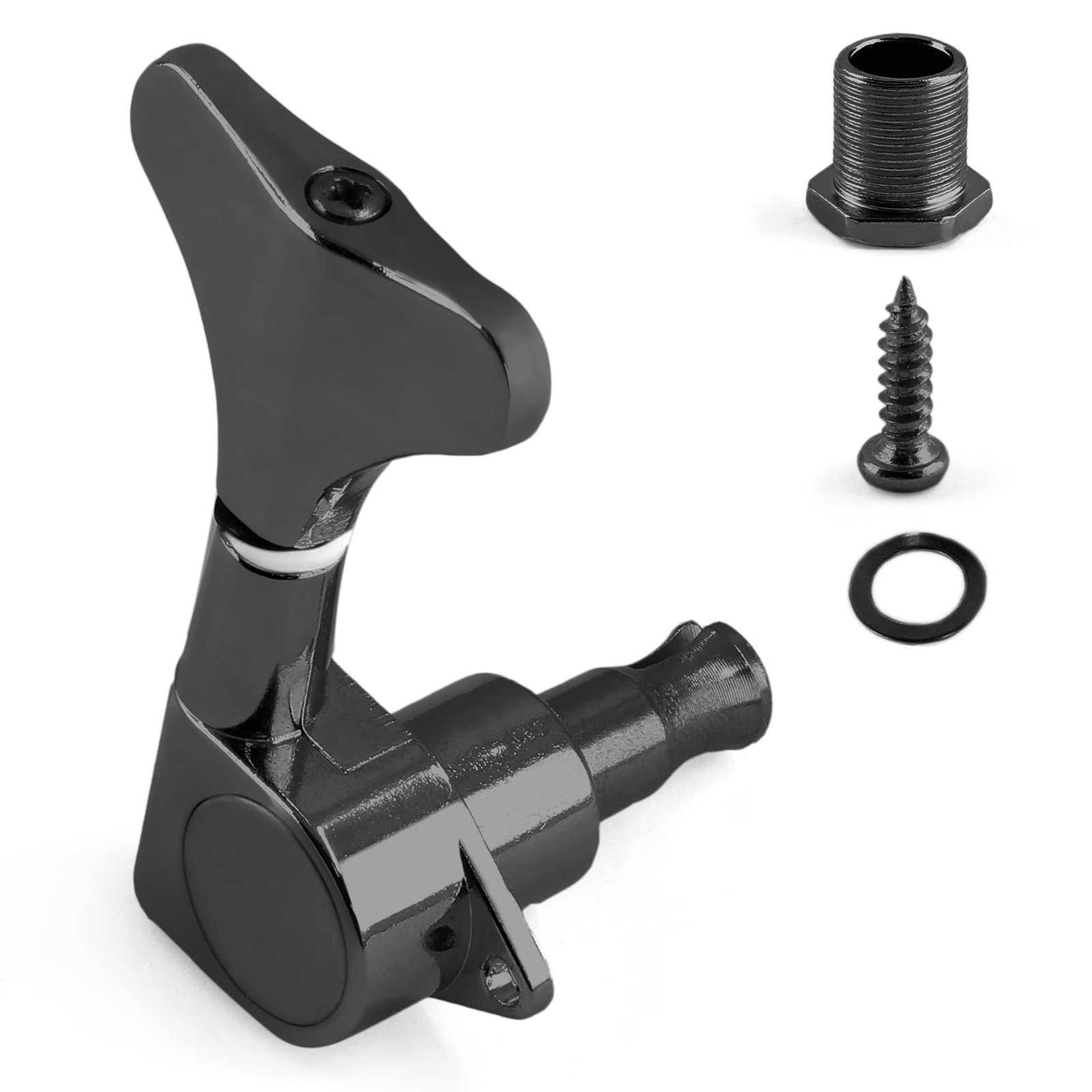 Jiozermi Black Sealed Guitar Tuners Pegs, 2L+2R String Tuning Pegs Keys Machine Heads Set Guitar Replacement Parts for 4 String