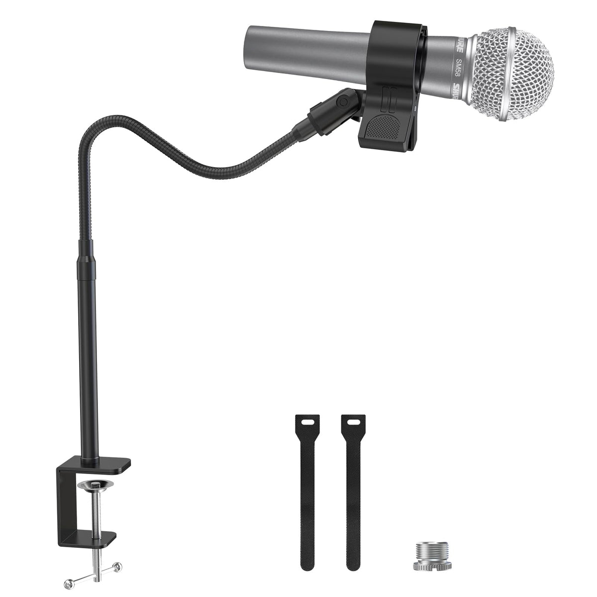Zealsound Microphone Stand 19Inch,Flexible Gooseneck Desktop Mic Stands,Upgraded Microphone Clip Holder For Mics With Outer Diam