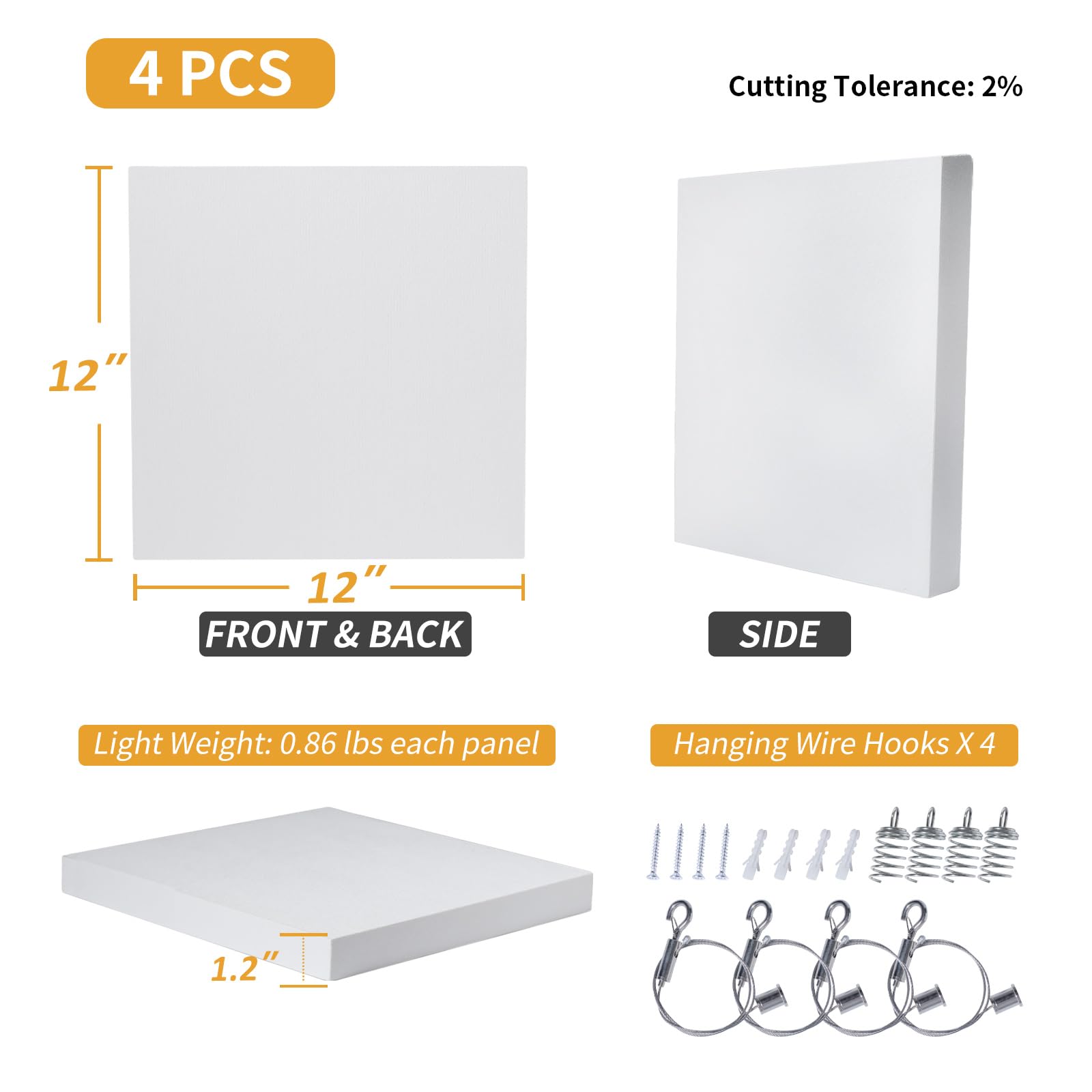 TroyStudio Acoustic Ceiling Panels - 12 X 12 X 1.2 Inches 4 Pcs Coated Fiberglass Hanging Drop Ceiling Tiles, Thick Sound Absorb