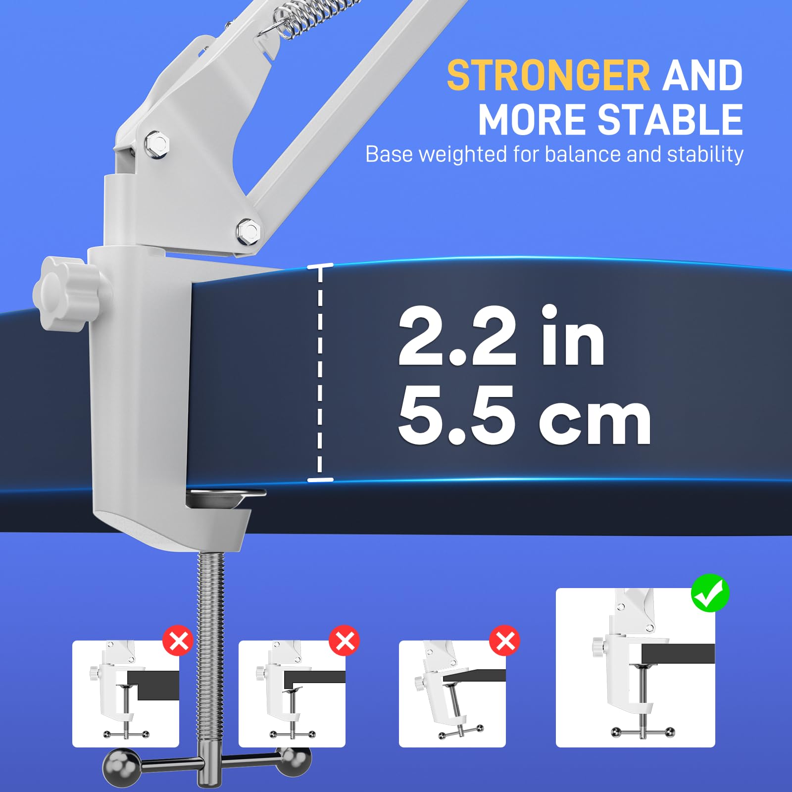 MAONO Boom Arm Microphone Stand: Adjustable Metal Suspension Mic Boom Arm for Podcasting Gaming Streaming Recording,with Desk Cl