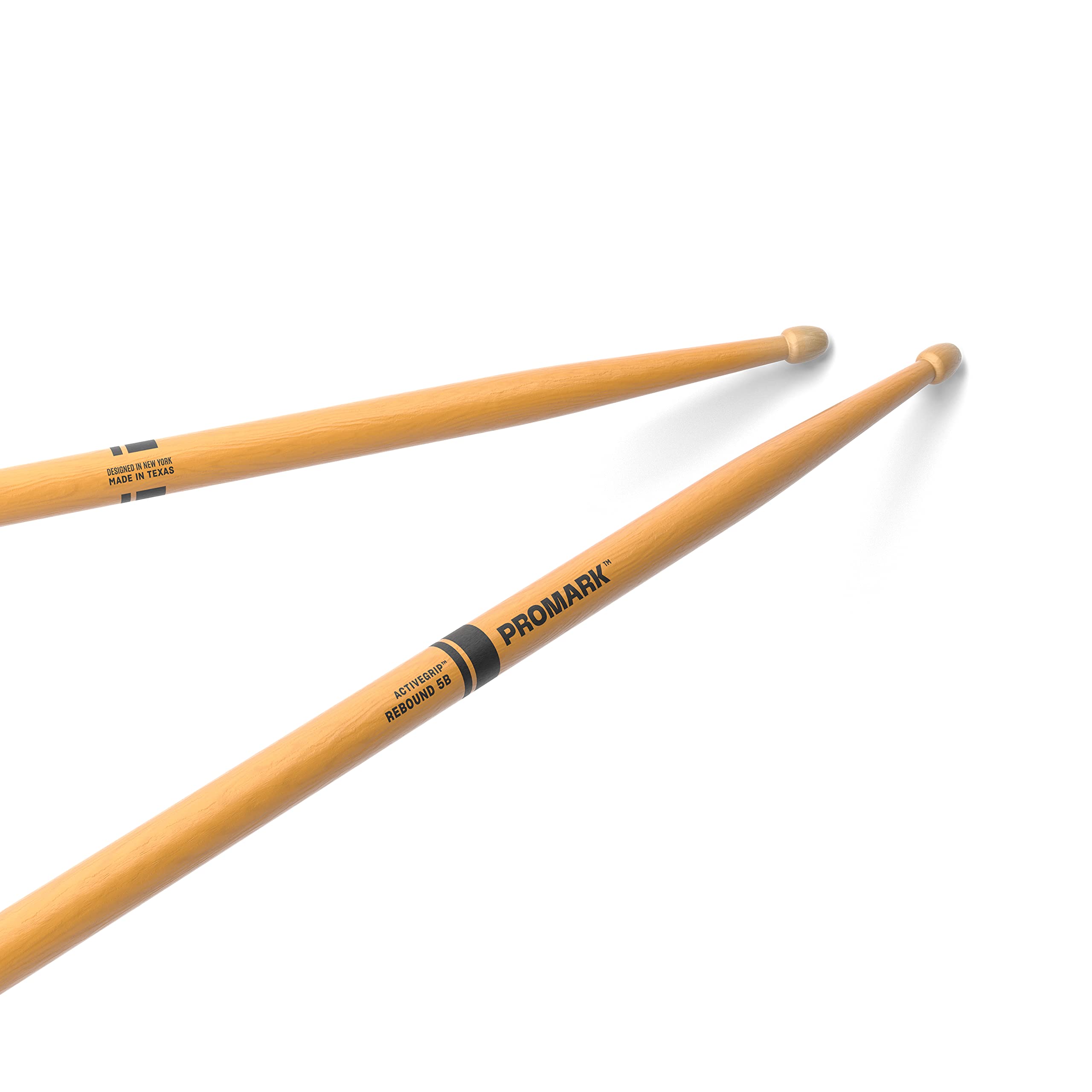 Promark ActiveGrip Drum Sticks - Rebound 5B Drumsticks - For Secure, Comfortable Grip - Gets Tackier As Your Hands Sweat - Hicko