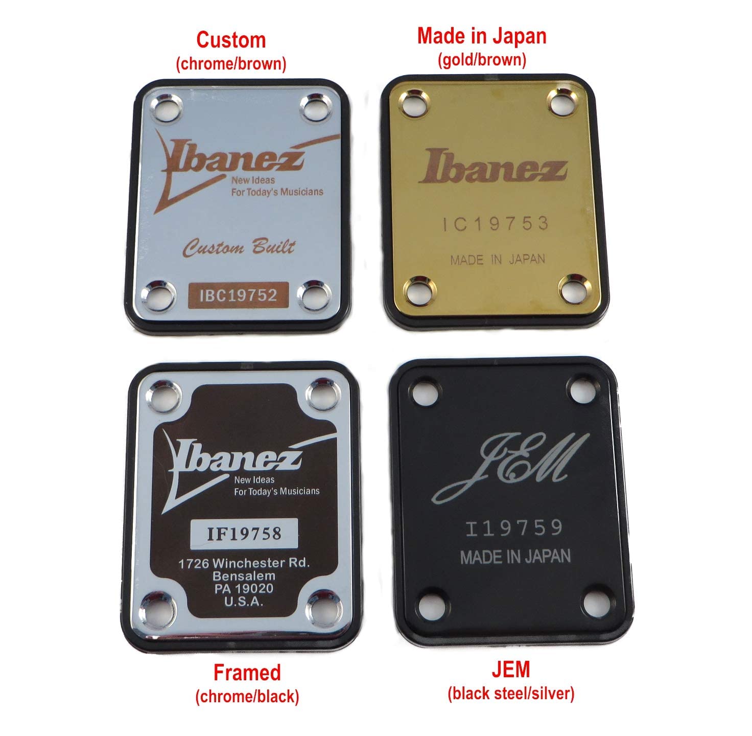 Ibanez Tribute Guitar Neck Plate - Choose color and custom engraving or printing
