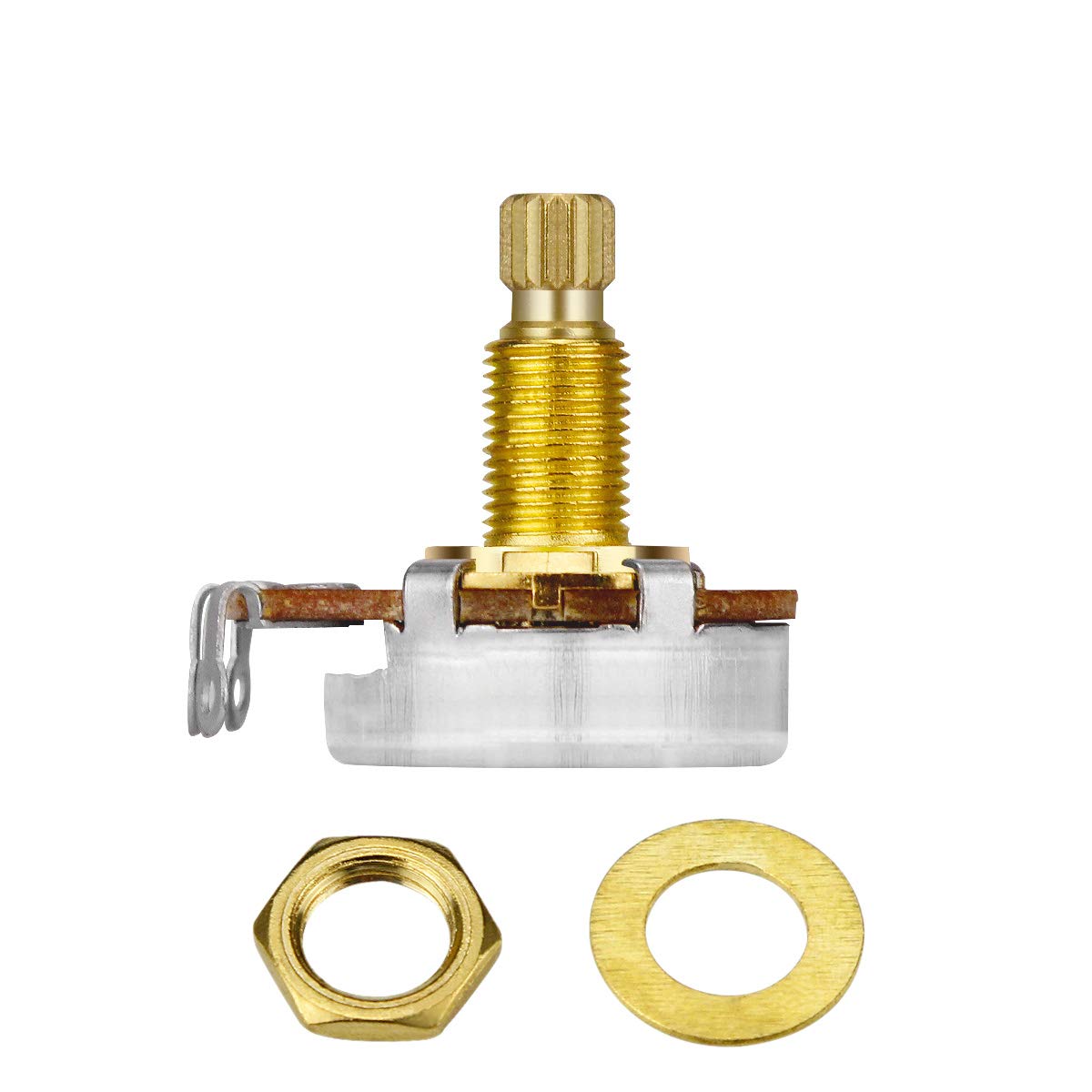 FLEOR 4pcs B250K Guitar Pots L18mm Shaft Linear Taper Tone Potentiometer,Golden Color