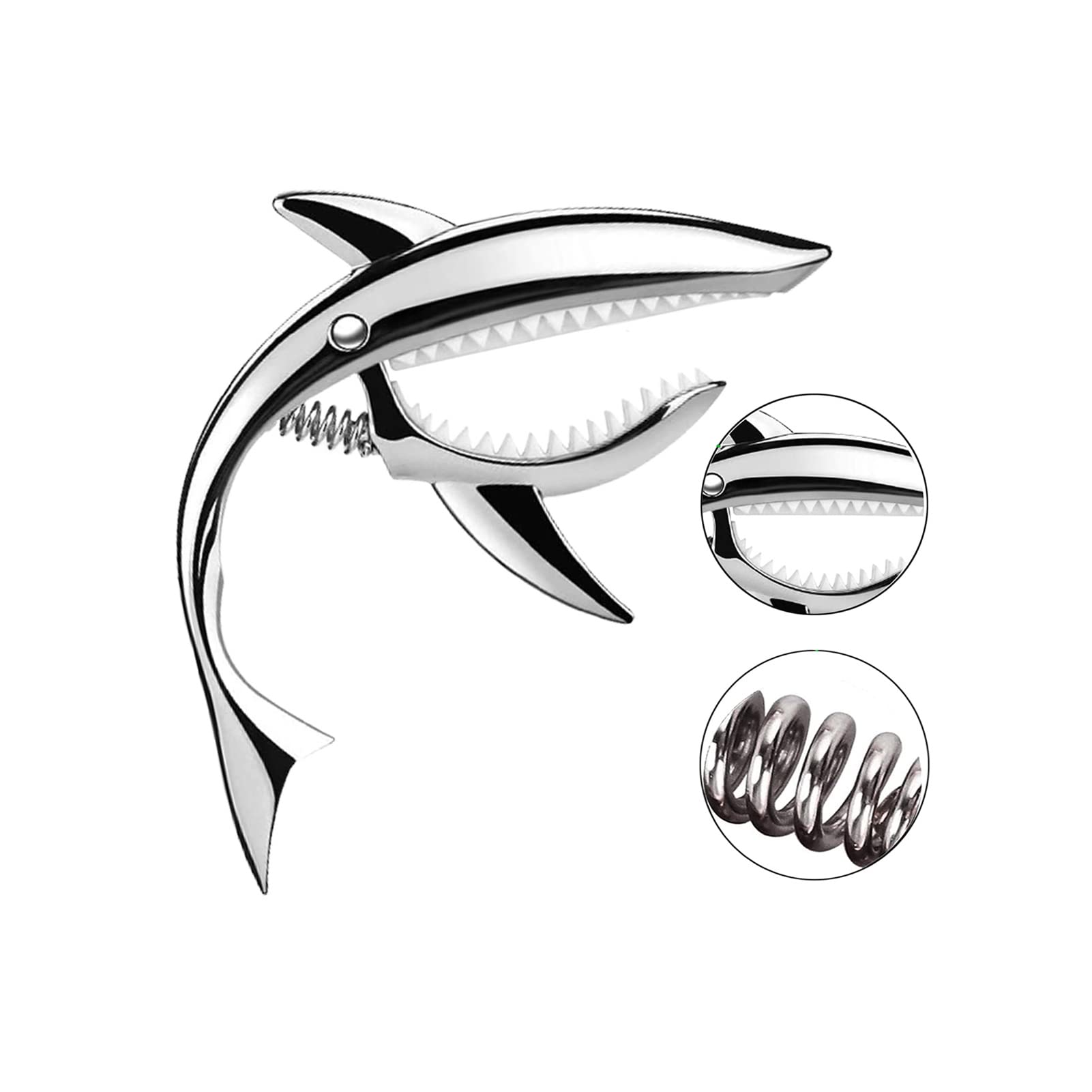 Shark Guitar Capo Pretty Cool Capo For Electric Acoustic Classical Guitar Ukulele Zinc Alloy Spring Capo (Silver)