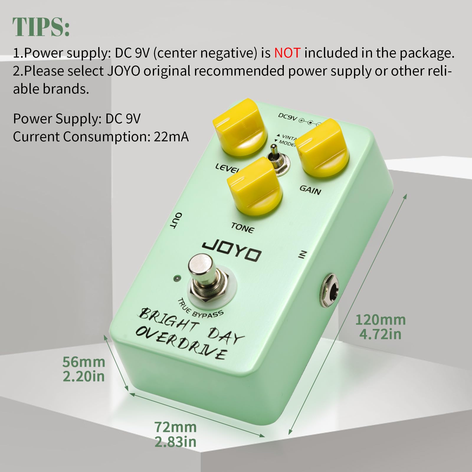 JOYO Blues Overdrive Guitar Pedals Hign Gain Overdrive from Vintage to Modern Tone for Electric Guitar True Bypass (BRIGHT DAY J