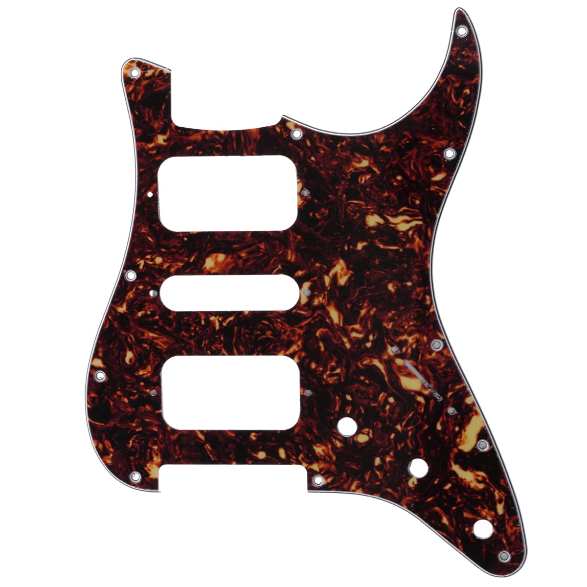 Musiclily Pro 11 Holes Round Corner Hsh Strat Pickguard For American/Mexican Fender Standard Stratocaster Electric Guitar, 4Ply