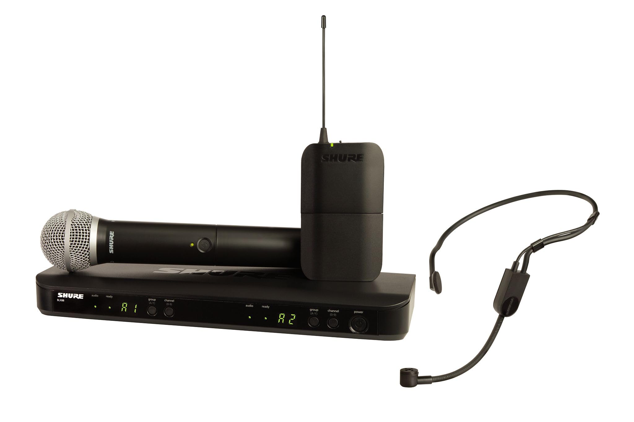 Shure BLX1288/P31 UHF Wireless Microphone System - Perfect for Church, Karaoke, Stage, Vocals - 14-Hour Battery Life, 300 ft Ran
