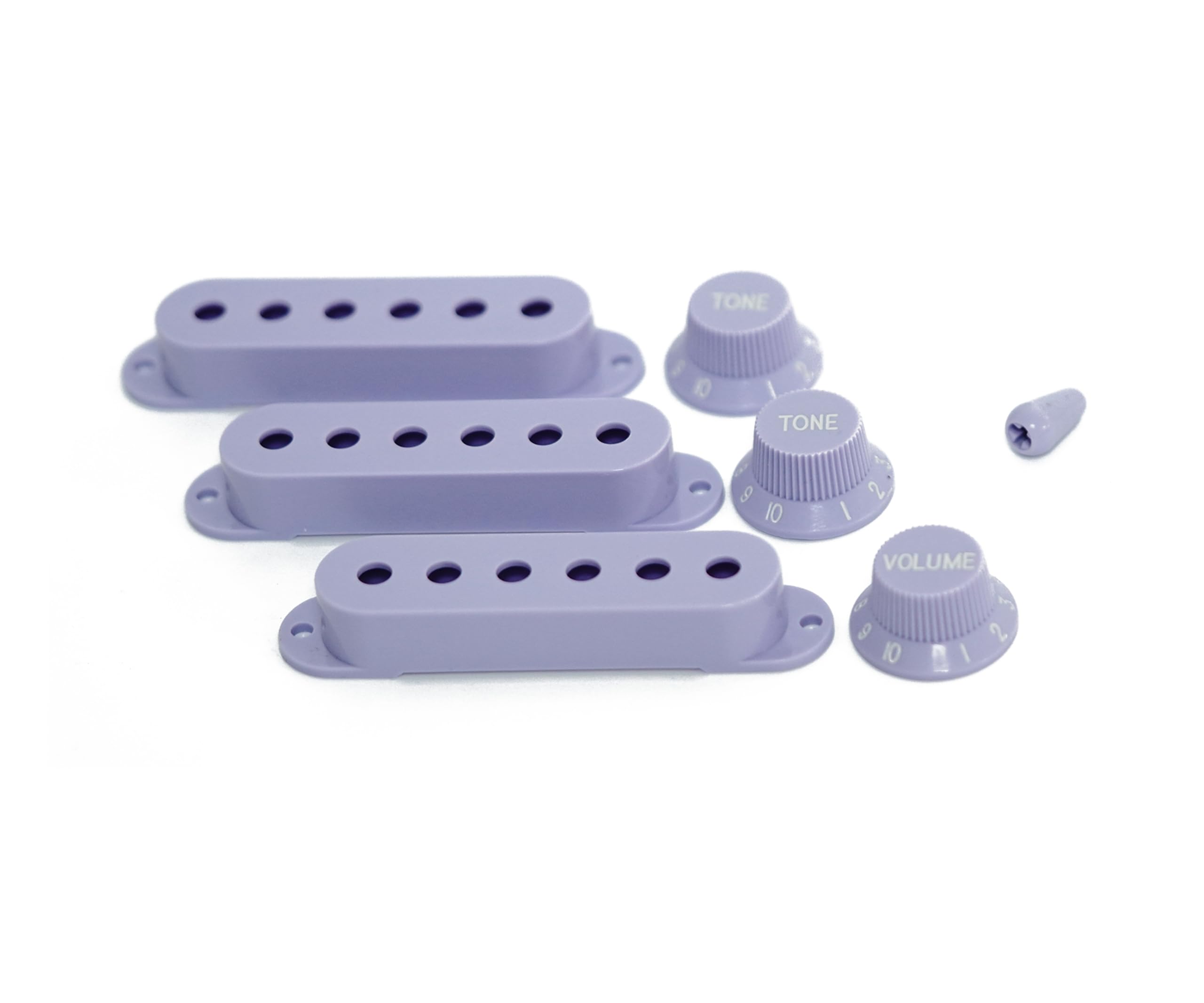 Guyker 3Pcs Plastic Guitars Single Coil Pickup Covers (52Mm Pole Spacing) & 1 Volume 2 Tone 1V2T Switch Knobs & Switch Tip Cap P