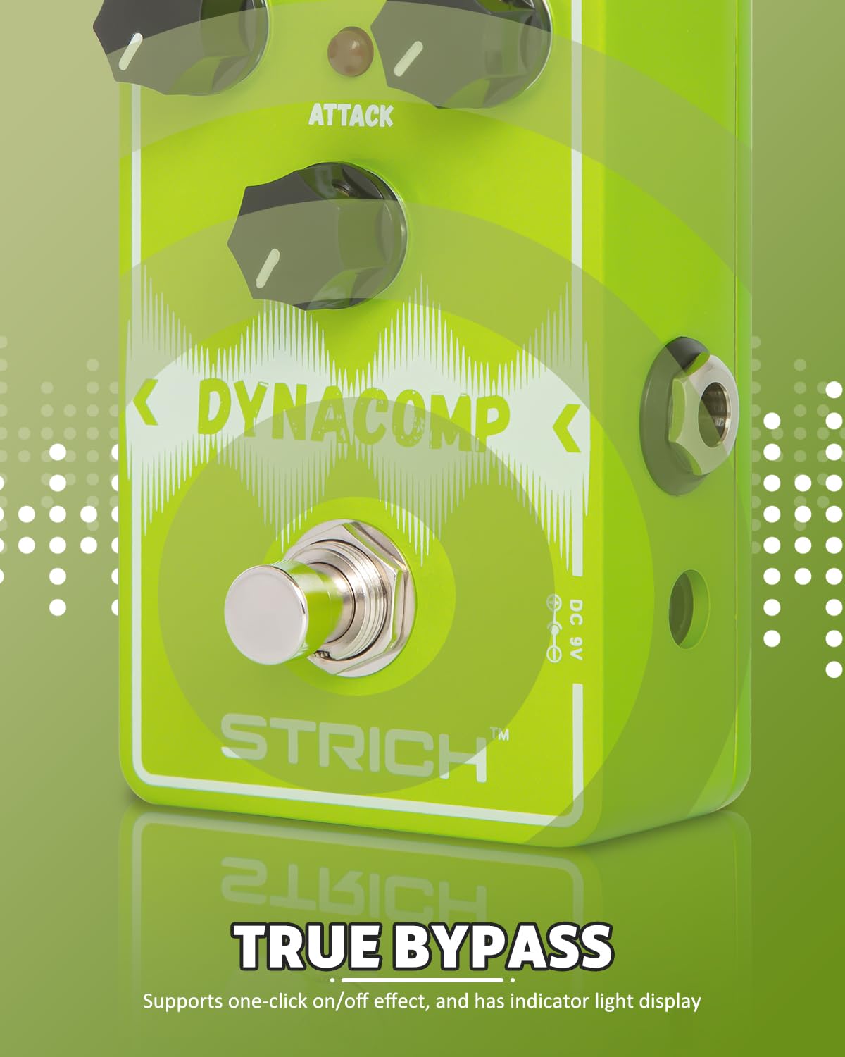 STRICH DYNACOMP Compressor Guitar Pedal, Essential Pure Analog Effect Pedal, 3 Knobs Control, True Bypass for Electric Guitar, G