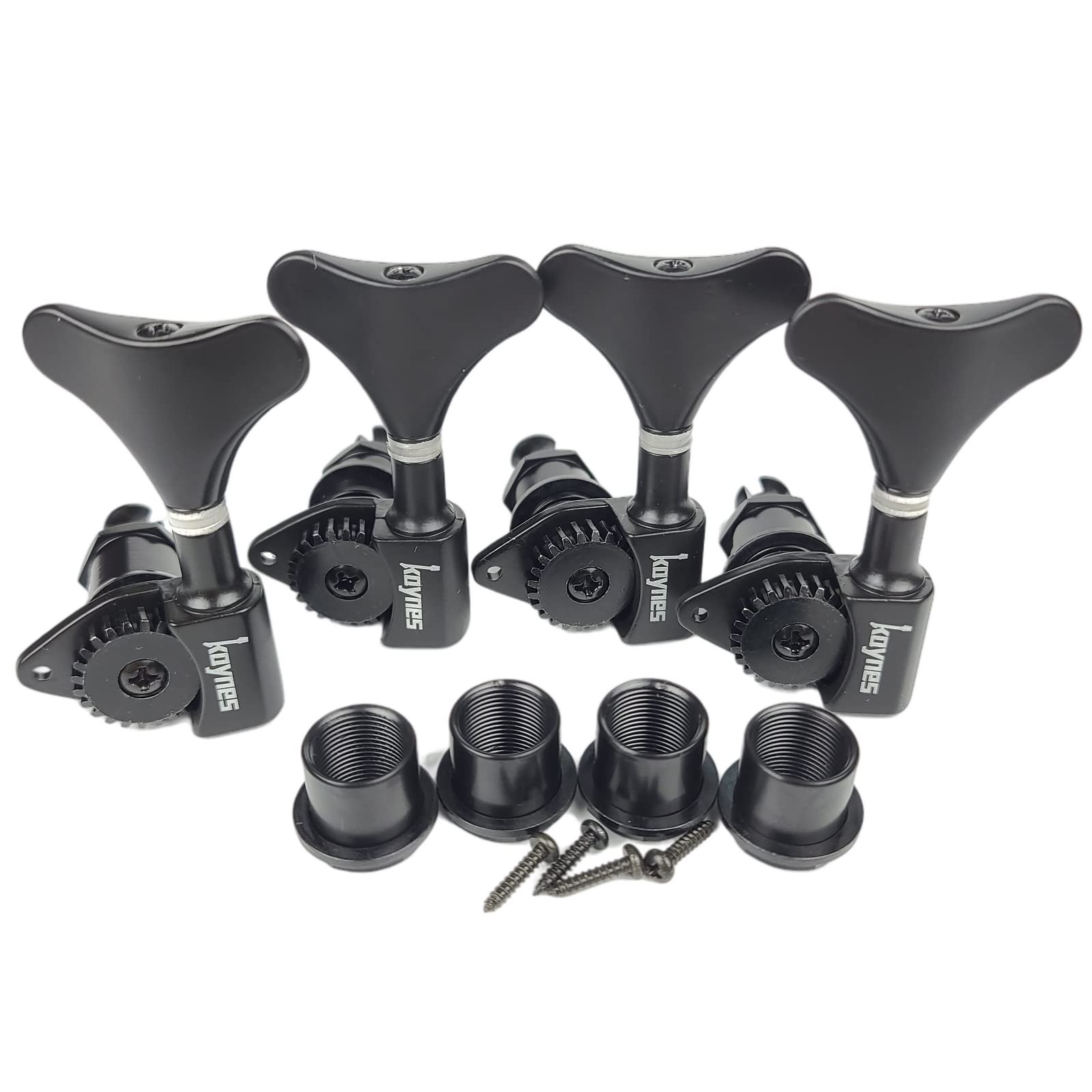 Kaynes 1:24 Ratio Electric Bass Guitar Machine Heads Tuners Guitar Tuning Key Pegs Open Gear Replacement For Jazz Precision (4 F