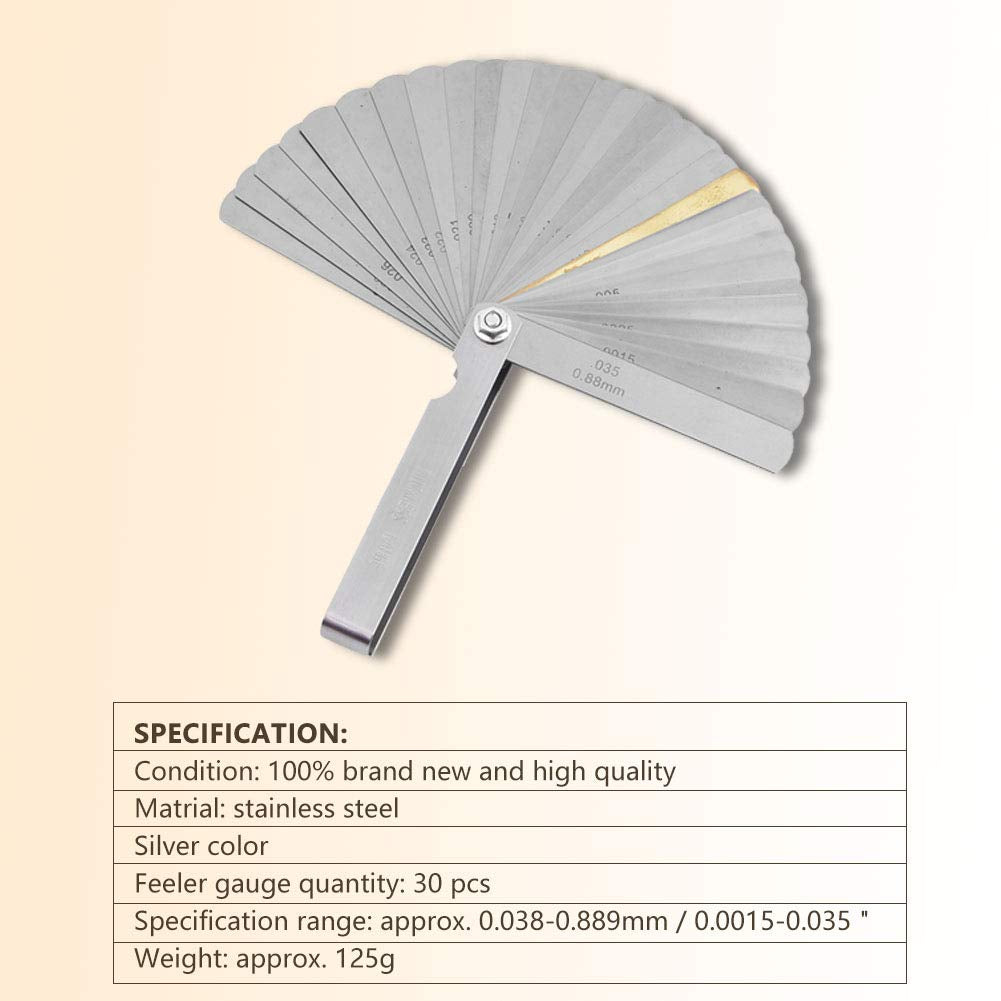 30 Pcs Guitar Gauge Set, Blade Master Feeler Gauge Measuring Tool Rocker String Height Measuring Tool for Luthier