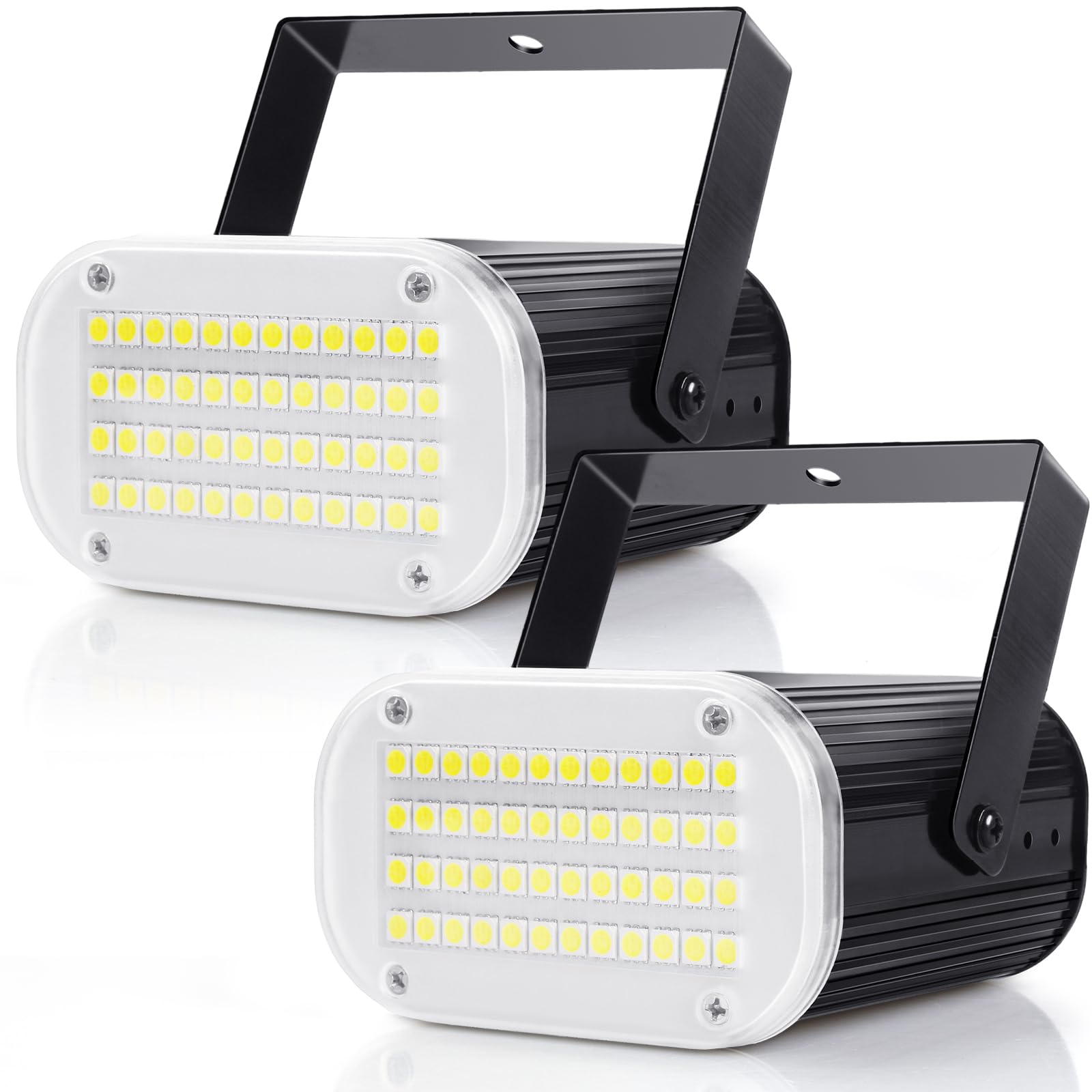 Luditek 2-Pack Mini Halloween White LED Strobe Light, Sound Activated 48 LED Flash Party Disco Lights for Room Parties Indoor Ou