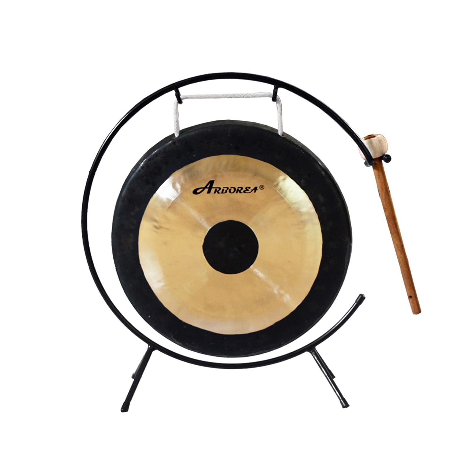 Arborea Sound Healing and Therapy Mini Gong with Gong Stand and Gong Mallet Bronze Alloy Hand Hammered Chinese Chau Gong Home or