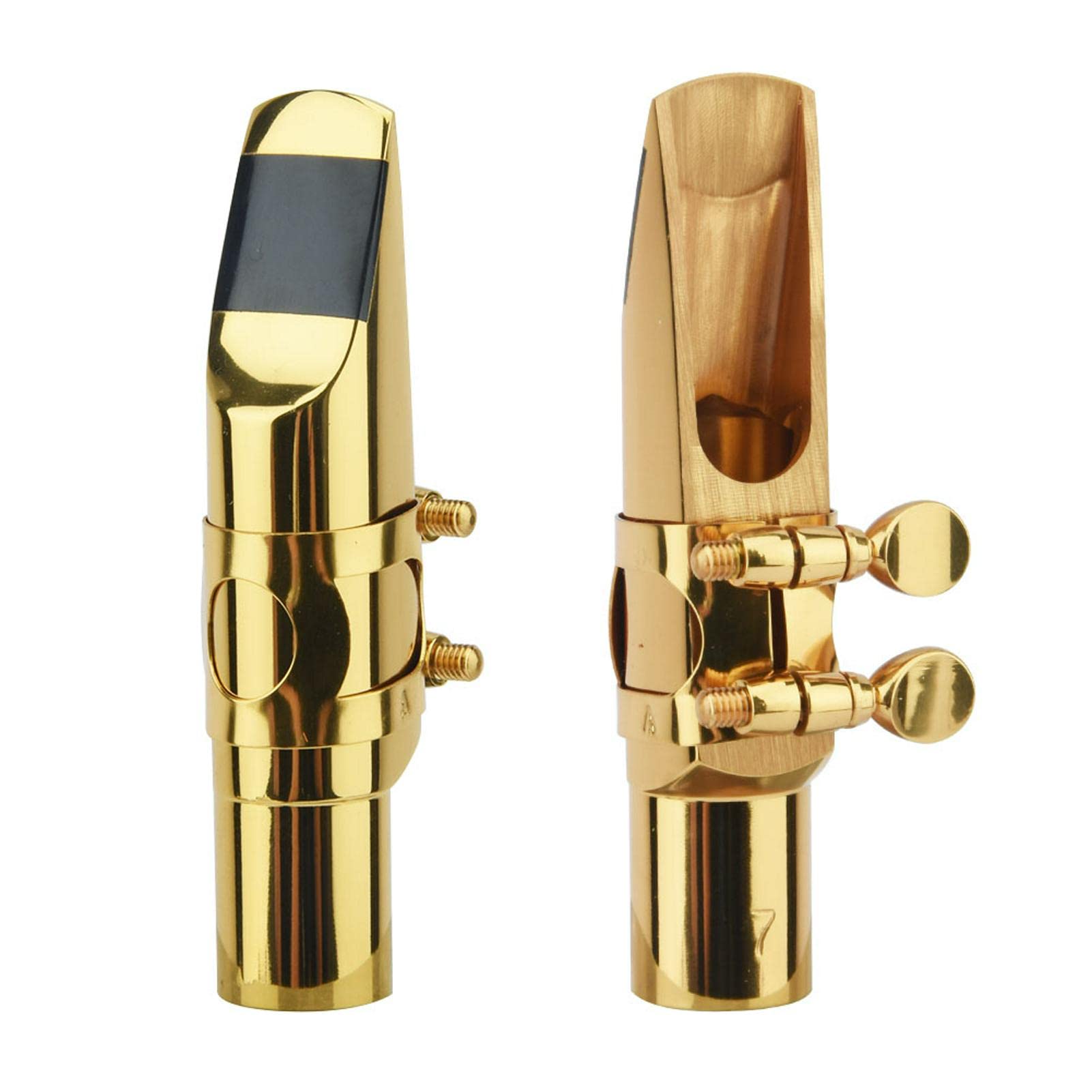 Alto Saxophone Mouthpiece with Cap and Ligature, Brass Metal Eb Alto Sax Mouthpieces 5C 6C 7C 8C for Saxophone Musician Professi