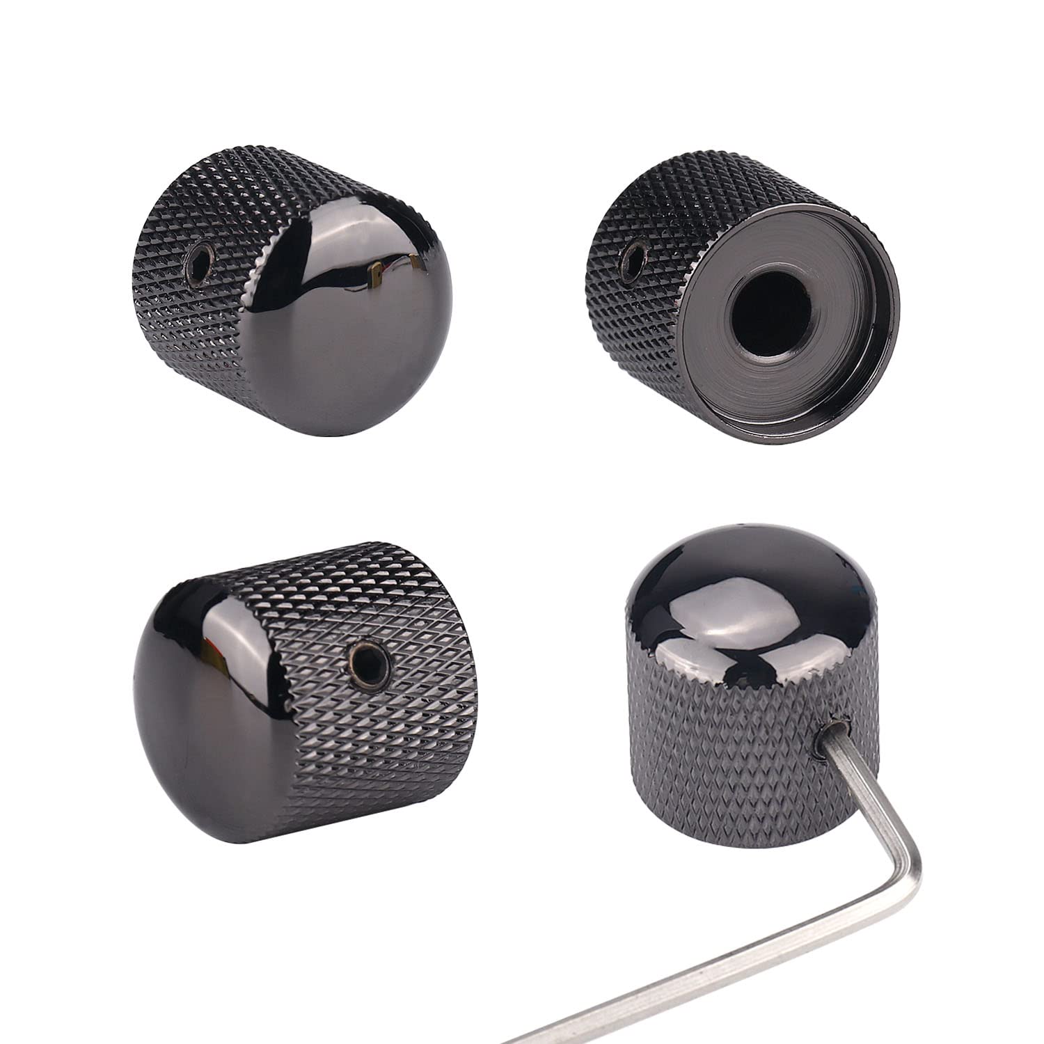 XIYANGJUAN 4Pcs Metal Guitar Knobs Black Volume Tone Speed Control Knob Dome Knobs with Allen Keys Screws for Fender Telecaster 
