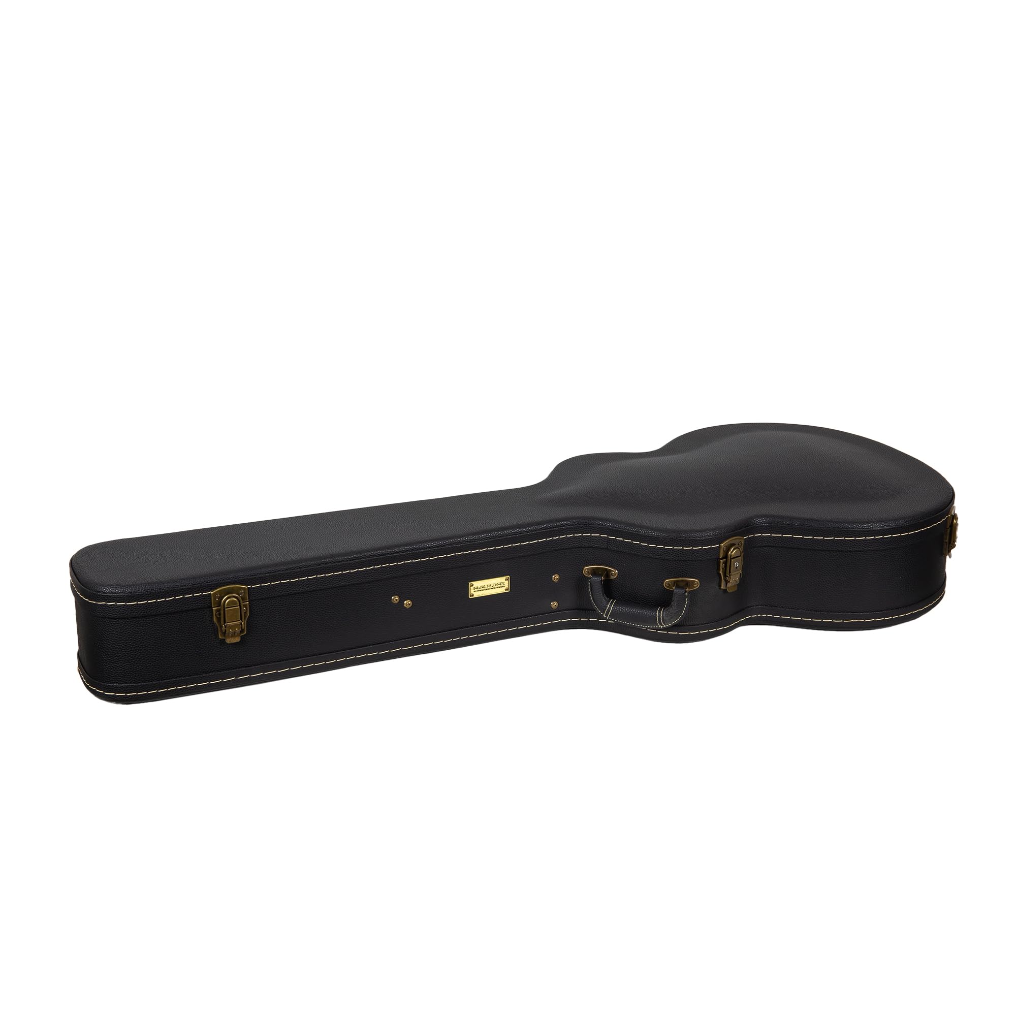 Crossrock Wooden Guitar Case -Fits Acoustic Bass Guitar -Vintage Hardware, Sponge Lining, Metal Feet, Storage Space-Black (CRW52
