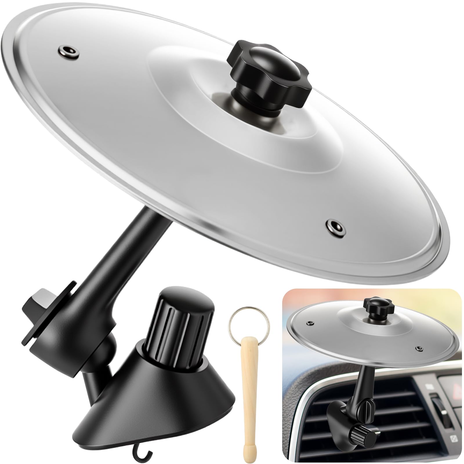 Boao Car Cymbal Air Vent Mini Drum Crash Cymbal for Car with Mini Sticks Small Crash Cymbals Accessory for All Vehicle Types Mus