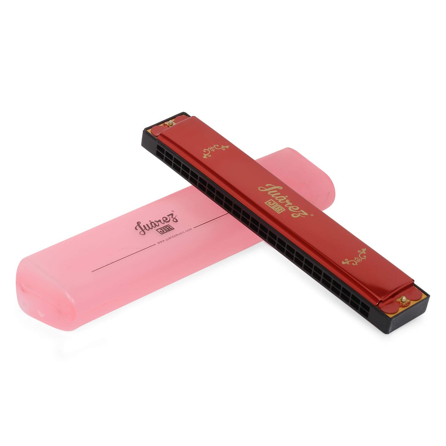 Juarez Junior Jj24Hr 24 Holes Harmonica Key Of C Scale | Mouth Organ | Cover - Aluminium | Comb - Abs | Reed  Brass Red
