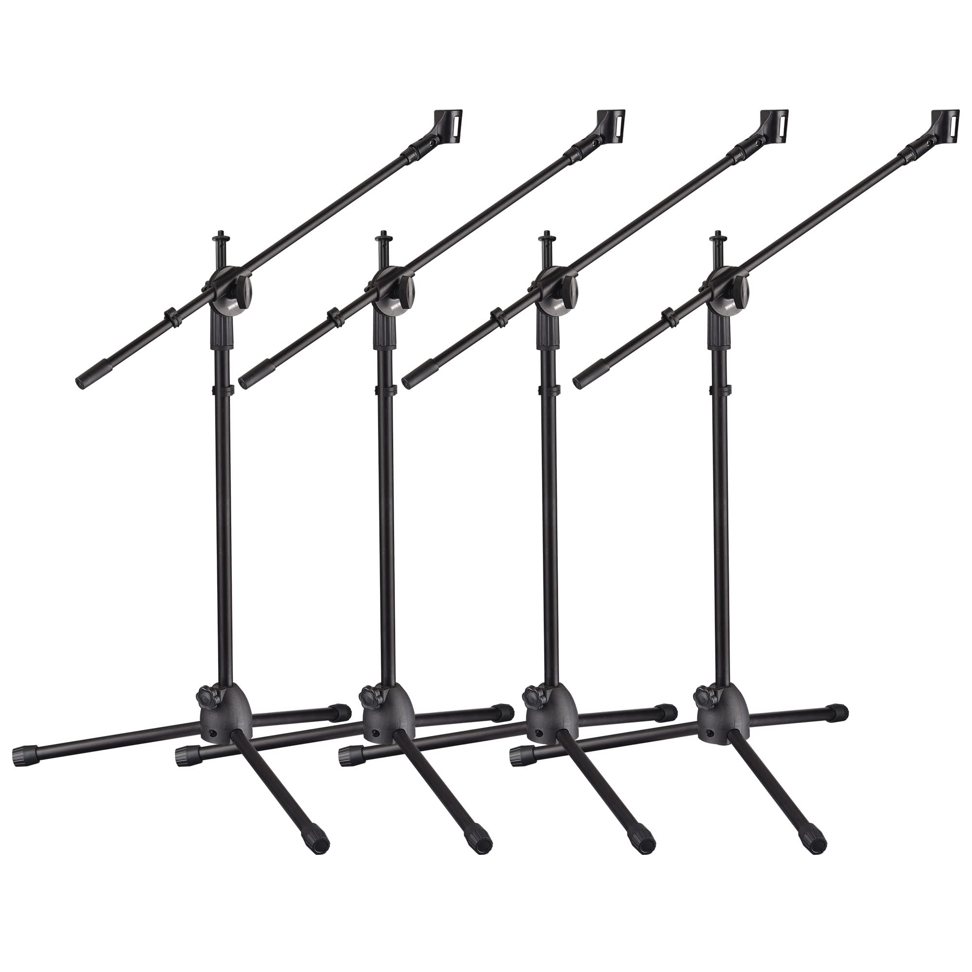 Aw 4Pcs Boom Mic Stand Floor Adjustable Height Mic Tripod Stand Dual Mic Clip Holder Folding Microphone Holder For Singing Live