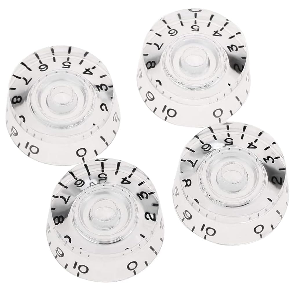 4Pcs Speed Control Knob For Electric Guitar Volume Tone Push On 6Mm/0.24'' Rotary Shaft (Transparent)