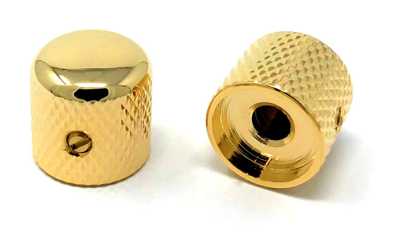 Vintage Forge Gold Metal Dome Knobs For Electric Guitar And Bass (Set Of 2) 6Mm Shaft With Set Screw Dk50M-Gld