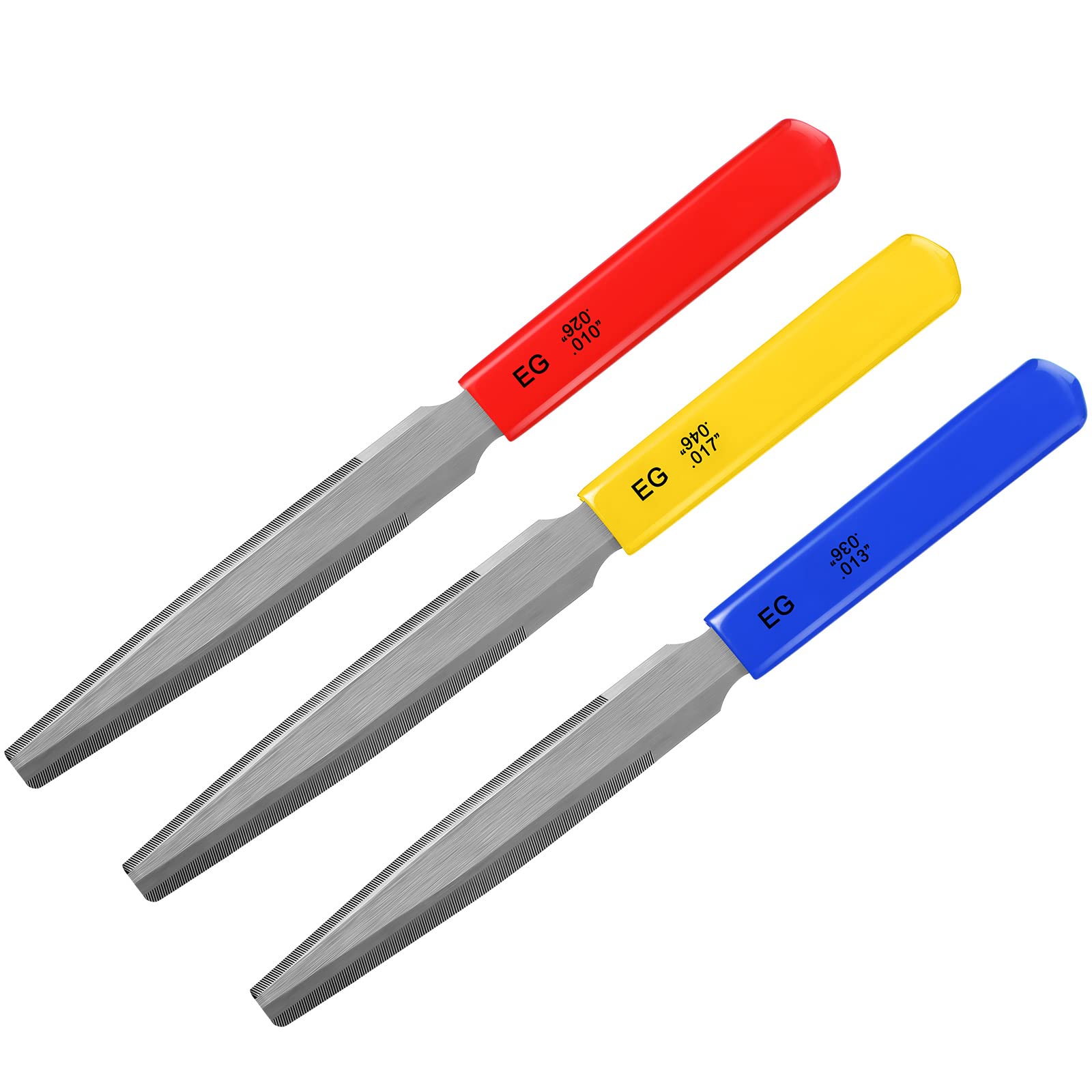 Tarpop 3 Pieces Tapered Guitar Nut Files Nut Slotting Files Set Double Edge Fret File Electric Guitar Fret Tools Fret Crowning F